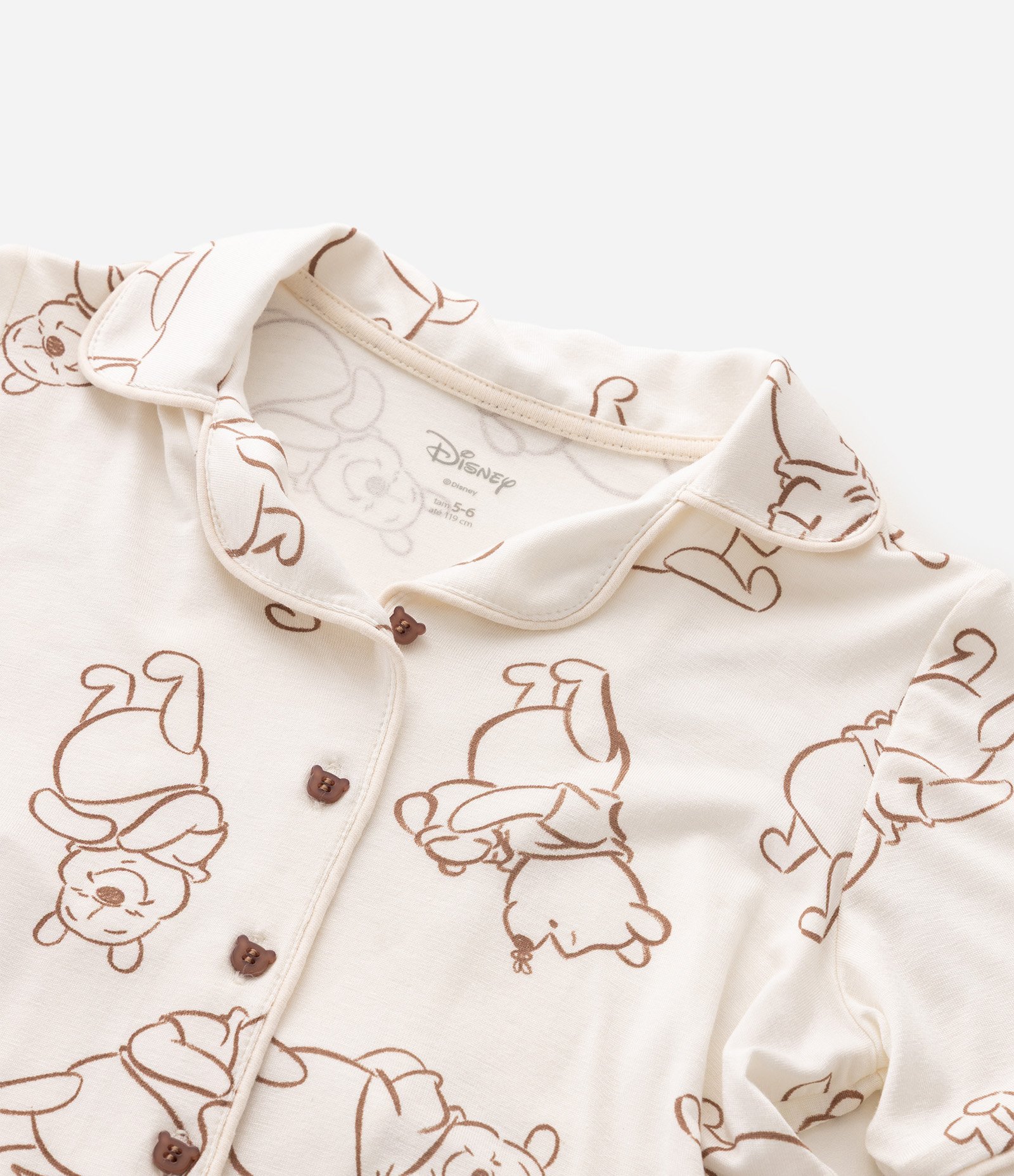 Pijama Americano Infantil Estampa Ursinho Pooh - Tam 4 a 12 Anos Bege 7