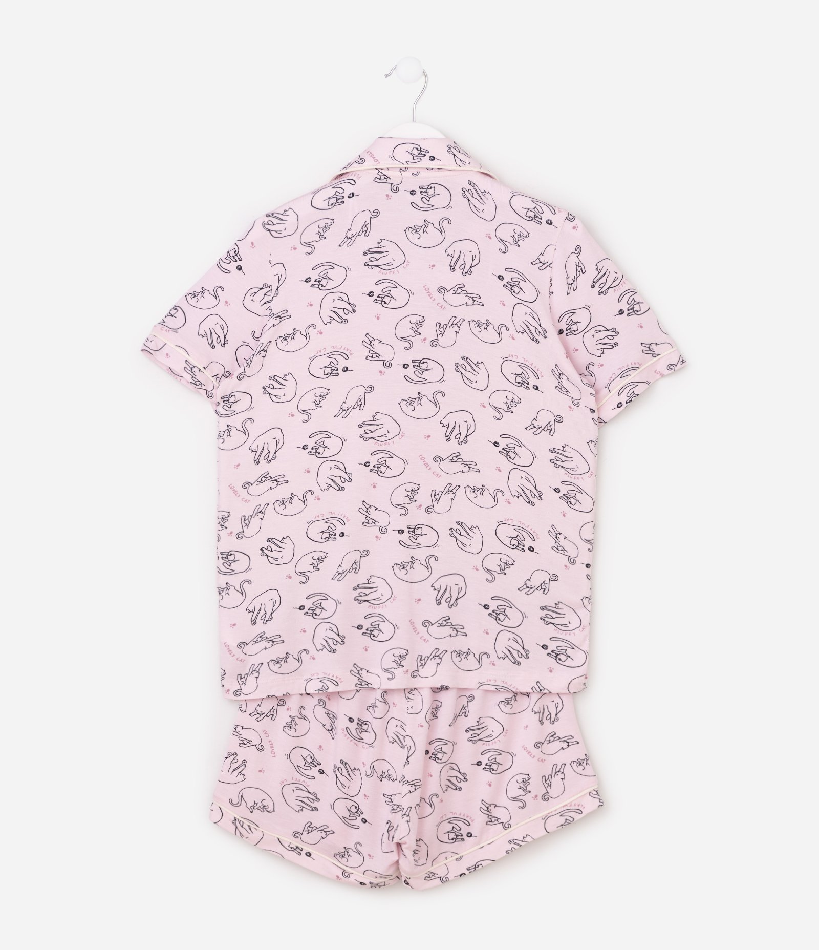 Pijama Americano Infantil Estampa Gatos - Tam 7 a 14 Anos Rosa 4