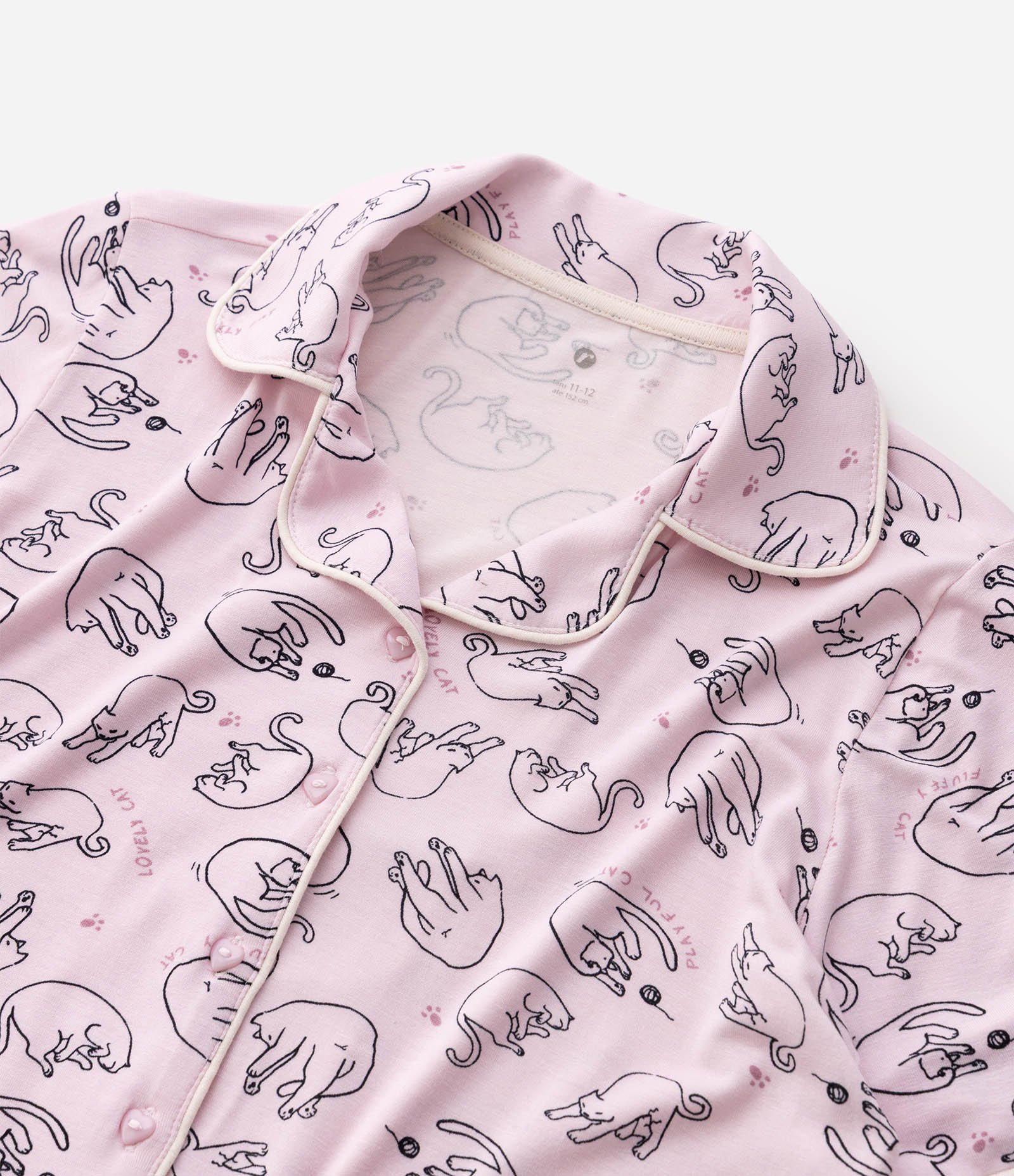 Pijama Americano Infantil Estampa Gatos - Tam 7 a 14 Anos Rosa 5