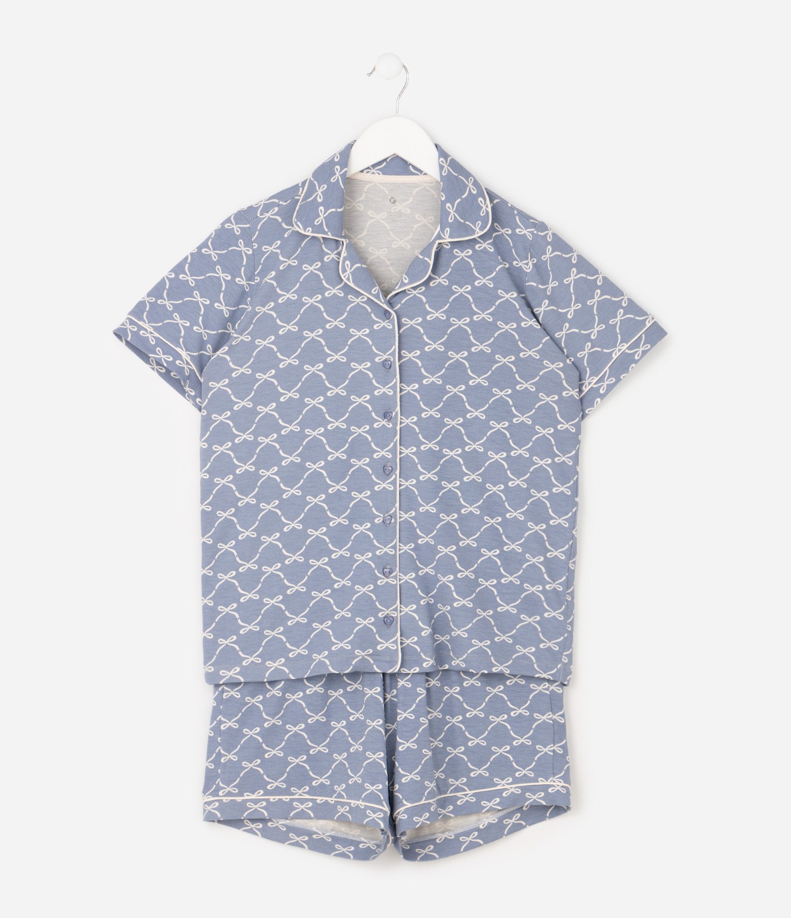 Pijama Americano Infantil Estampa Laços - Tam 7 a 14 Anos Azul 3