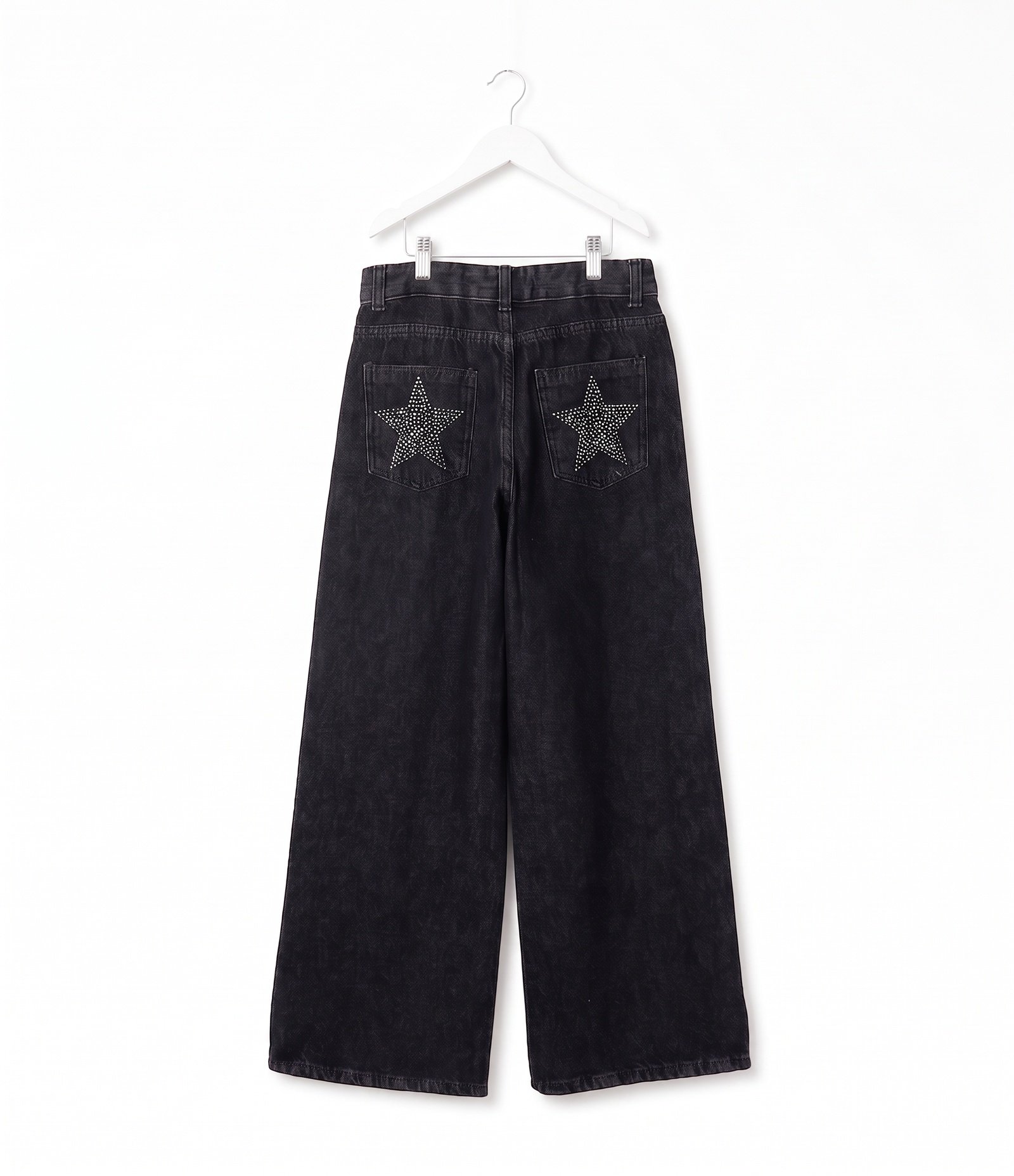 Calça Jeans Infantil com Aplicação de Estrelas - Tam 7 a 16 Anos Preto 5