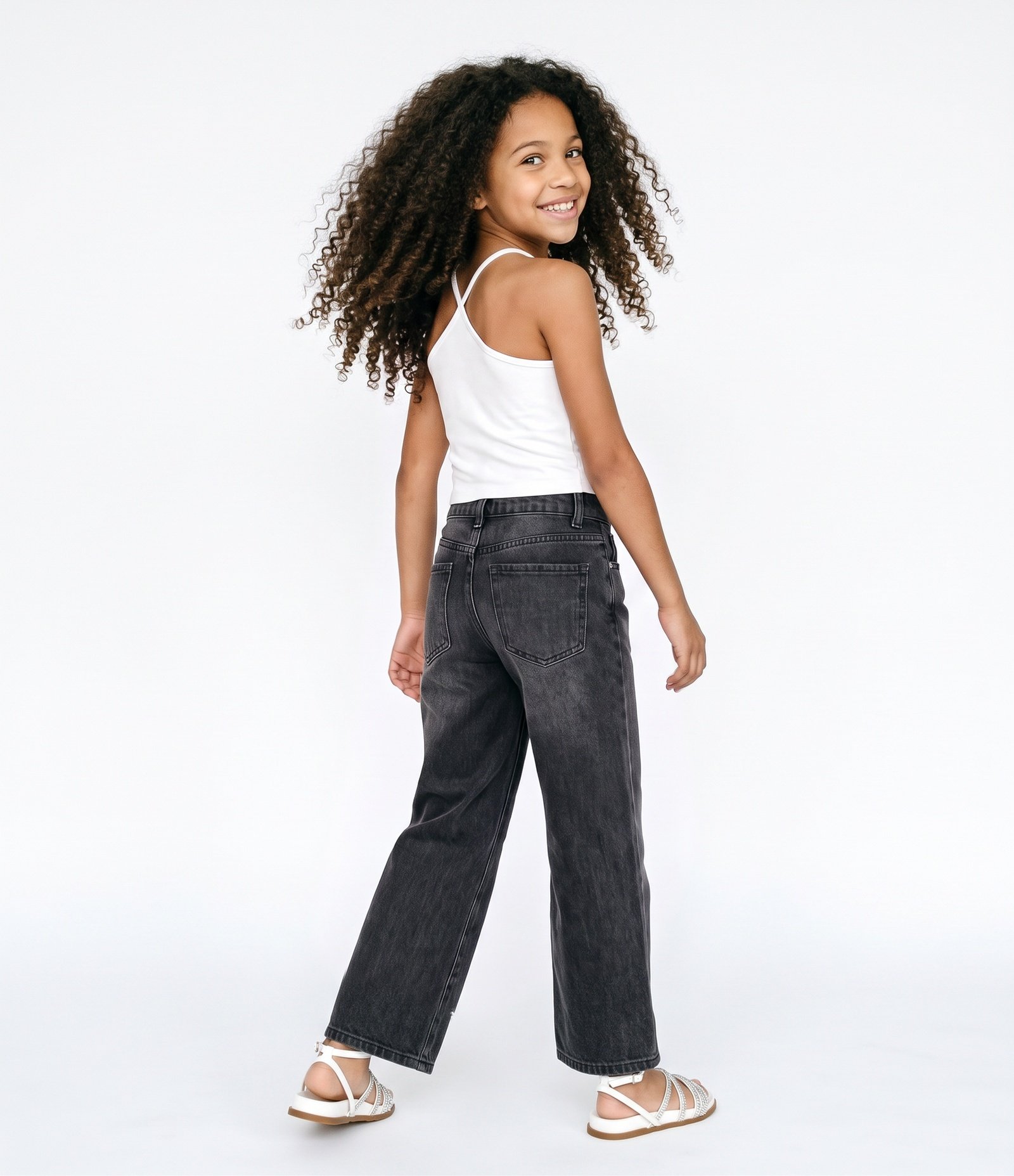Calça Jeans Infantil com Aplicação de Estrelas - Tam 7 a 16 Anos Preto 3