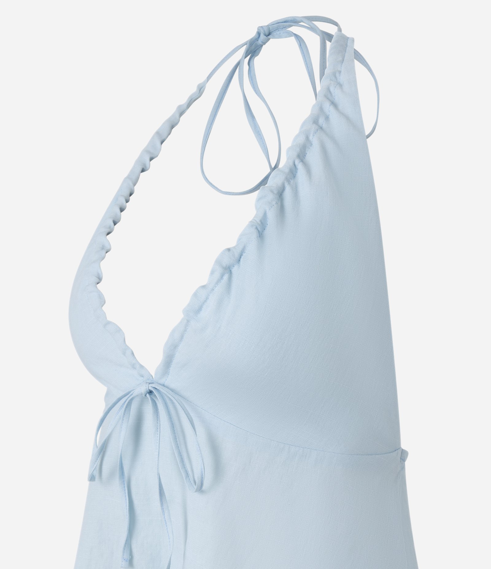 Blusa Frente Única em Flame com Decote Profundo e Amarração Azul 2