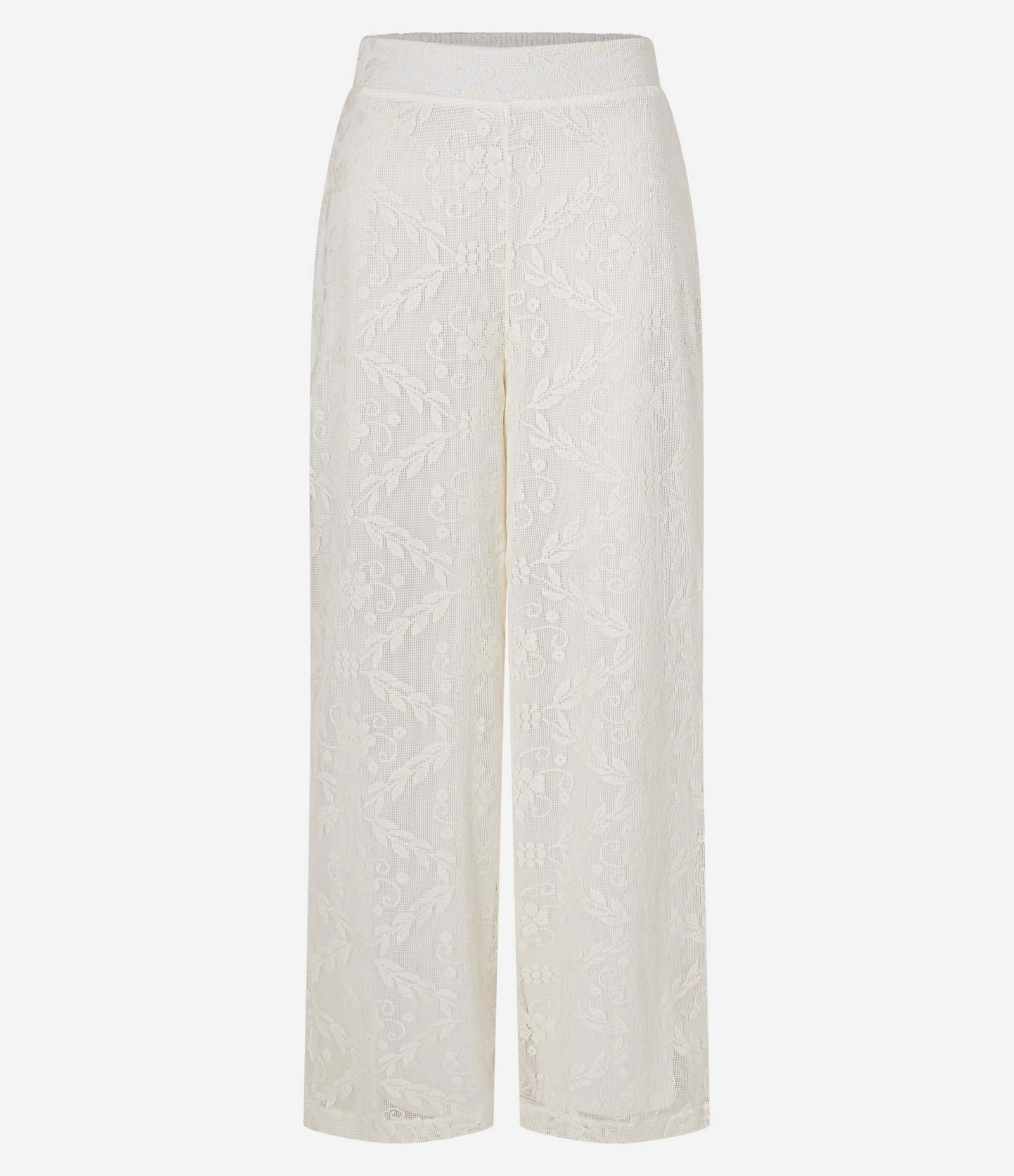 Calça em Jacquard com Textura Floral e Modelagem Ampla Branco 6