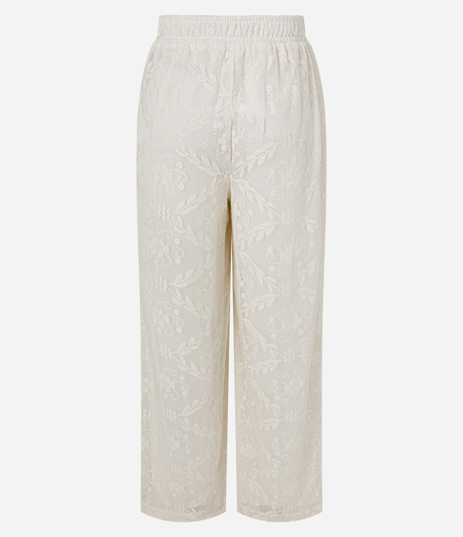 Calça em Jacquard com Textura Floral e Modelagem Ampla Branco 7