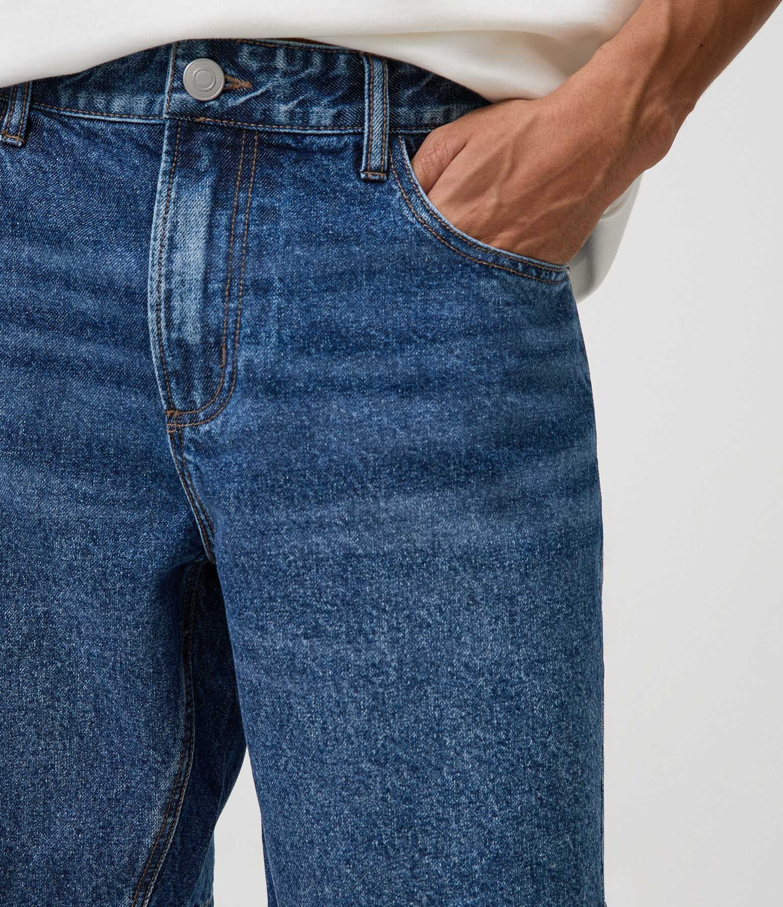 Bermuda Slim em Jeans com Bolsos Funcionais Azul 5