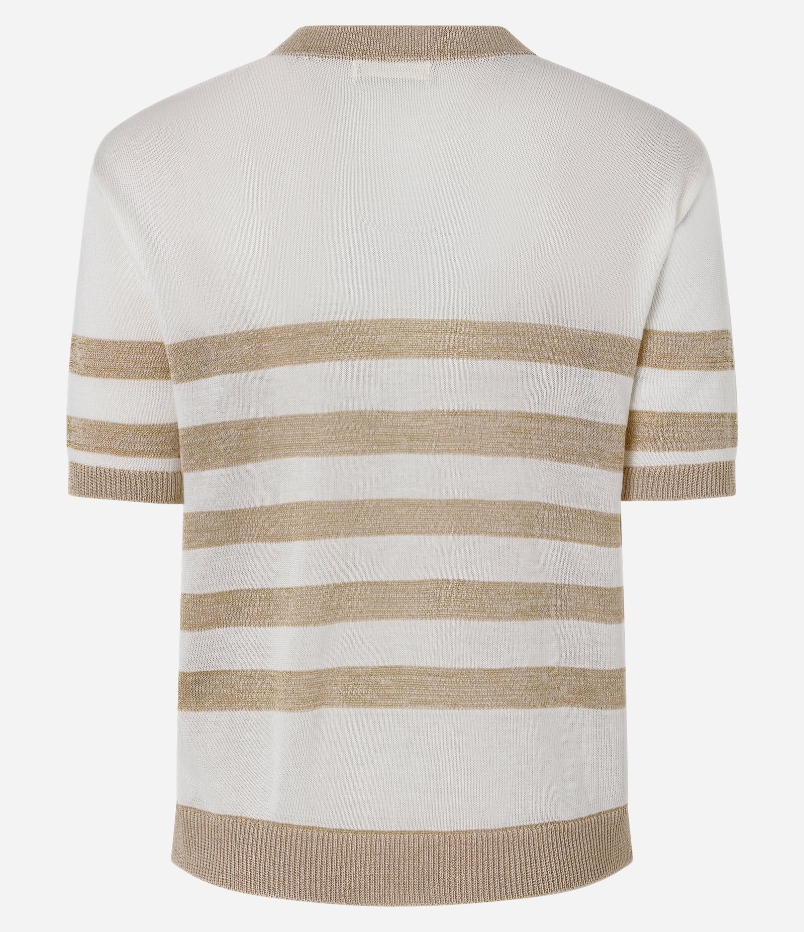 Blusa em Tricô Listrada com Brilho Bege 2