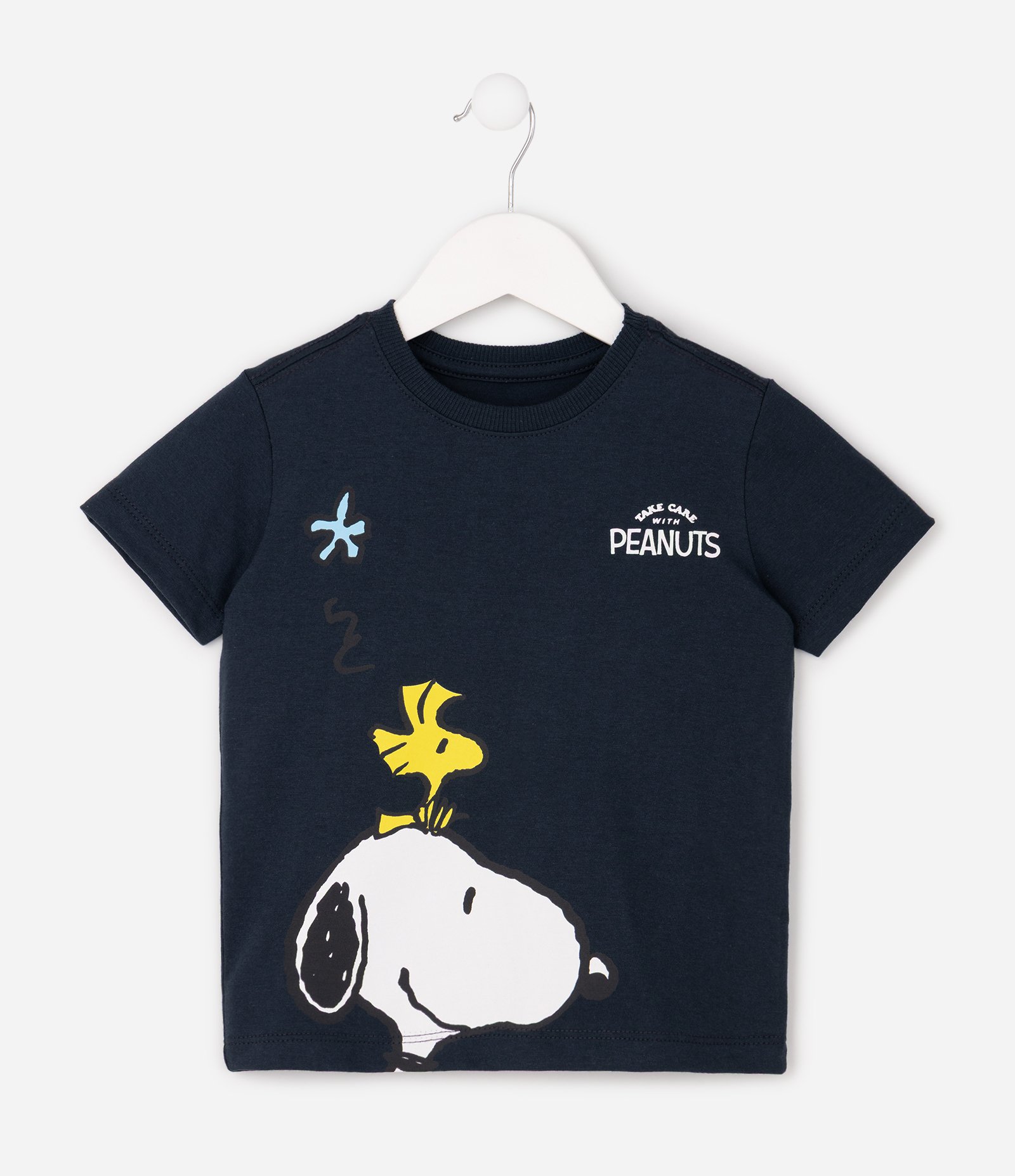 Camiseta Infantil Em Algodão Snoopy e Woodstock - Tam 2 a 6 Anos Azul 1