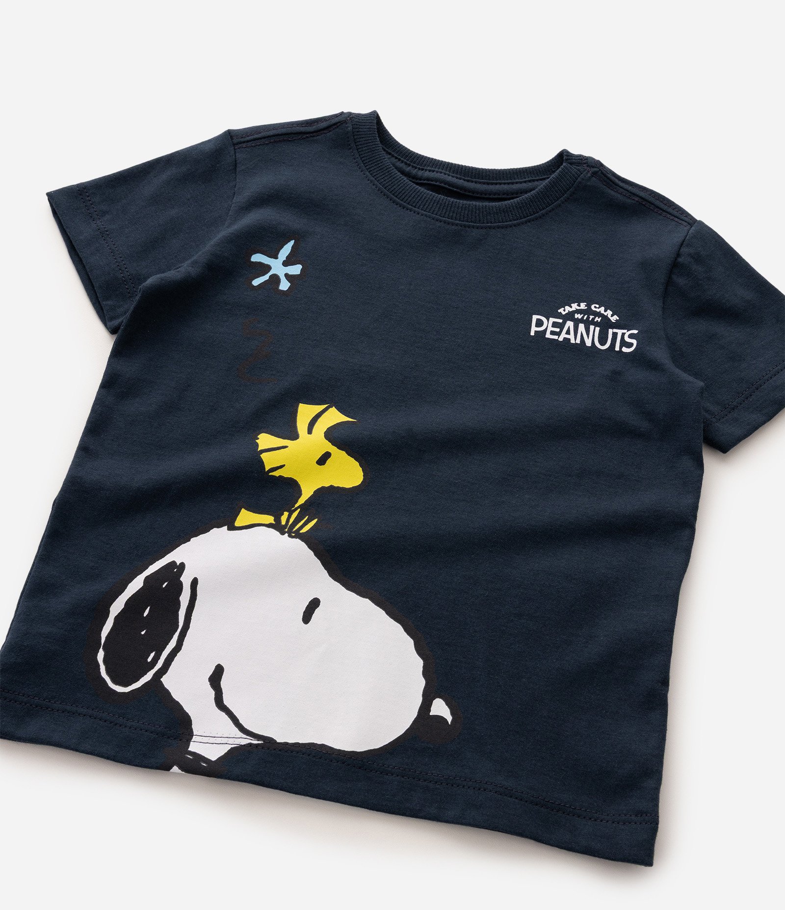 Camiseta Infantil Em Algodão Snoopy e Woodstock - Tam 2 a 6 Anos Azul 4