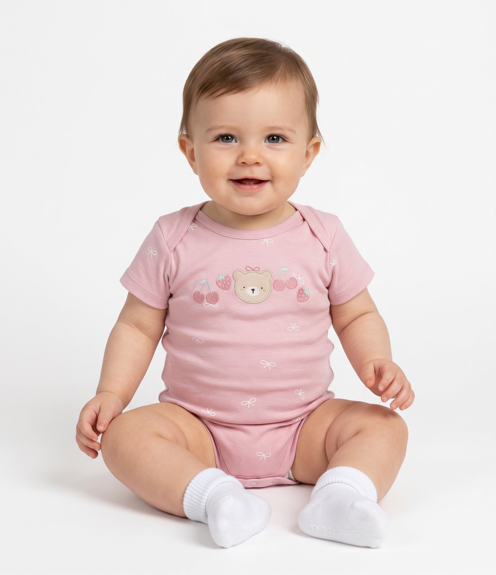 Body Bebê em Cotton com Estampa de Morangos - Tam RN a 18 Meses Rosa 1