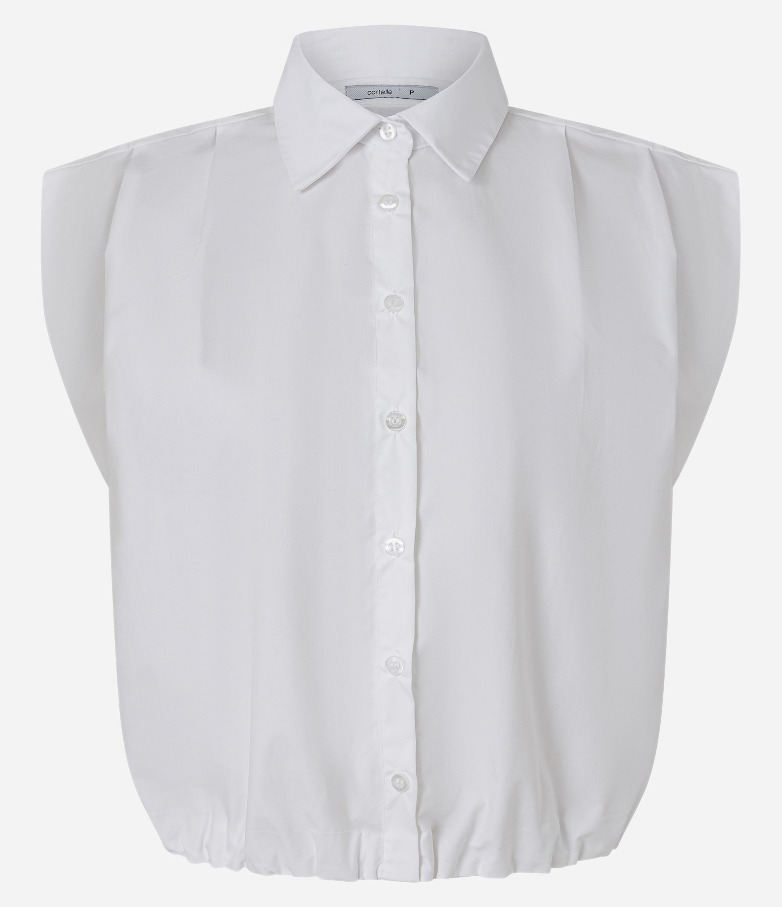 Blusa Regular em Tricoline com Pregas nos Ombros Branco 4