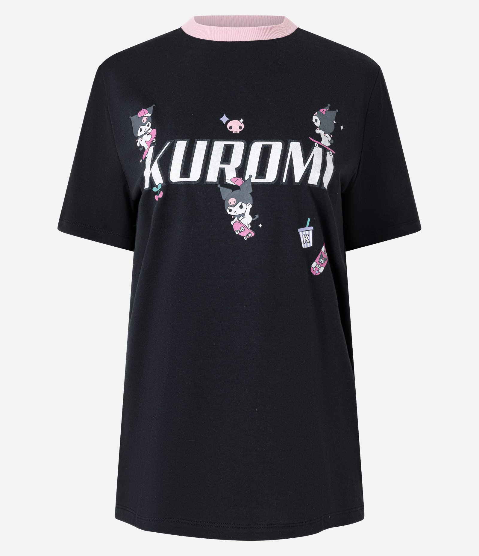 Camiseta em Algodão com Estampa de Skate e Kuromi Preto 5
