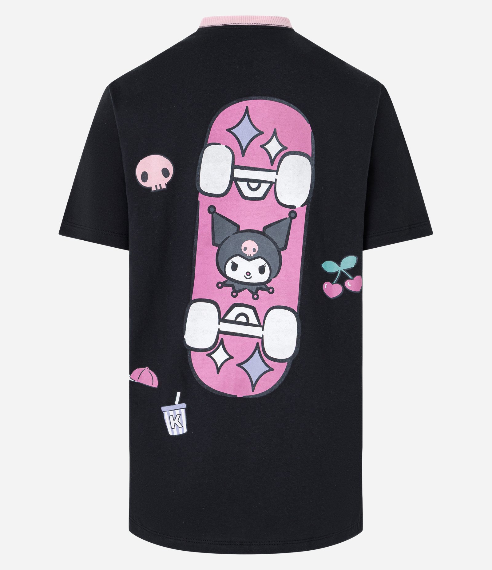 Camiseta em Algodão com Estampa de Skate e Kuromi Preto 6