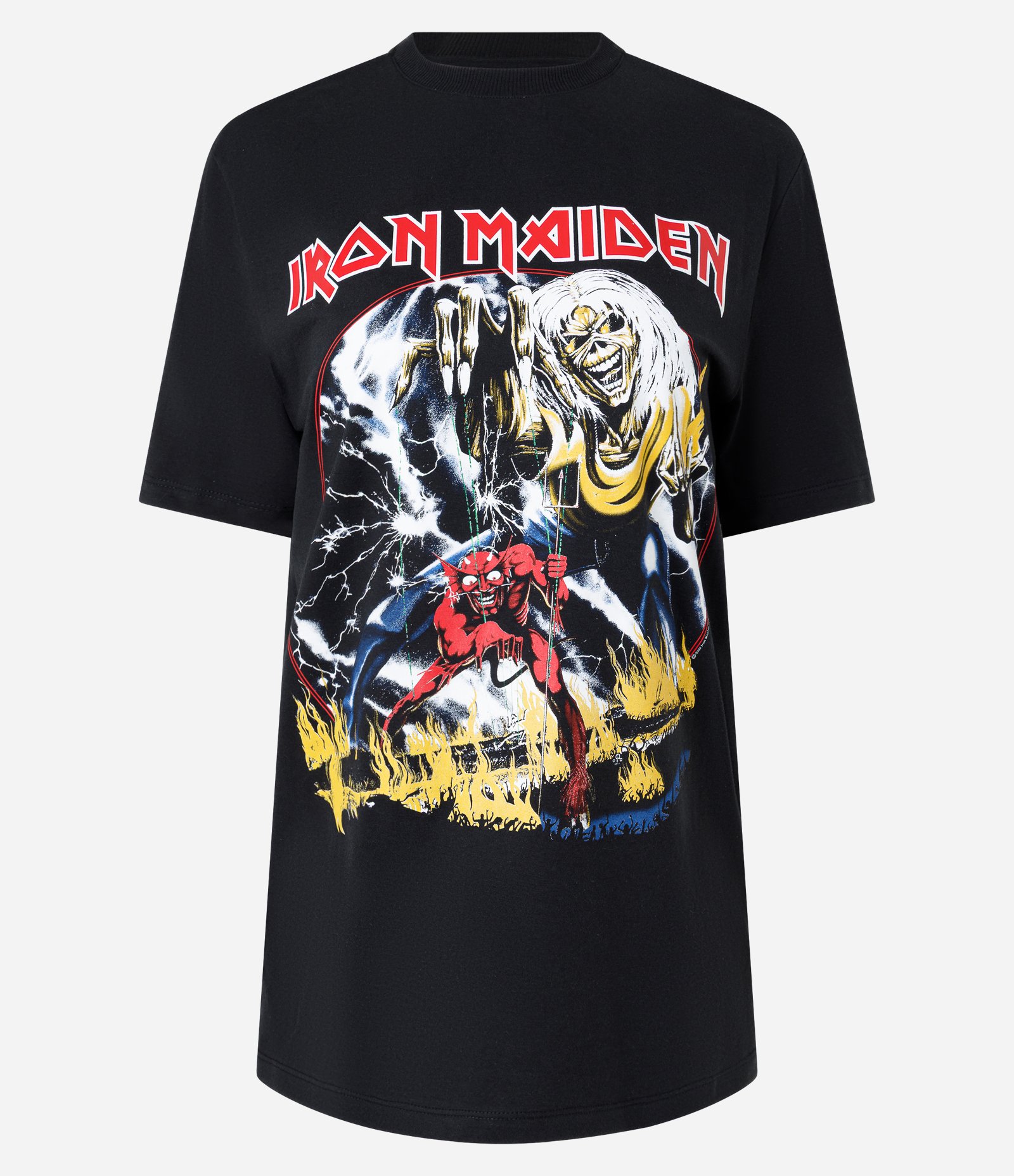 Camiseta Oversized em Algodão com Estampa Iron Maiden Preto 5