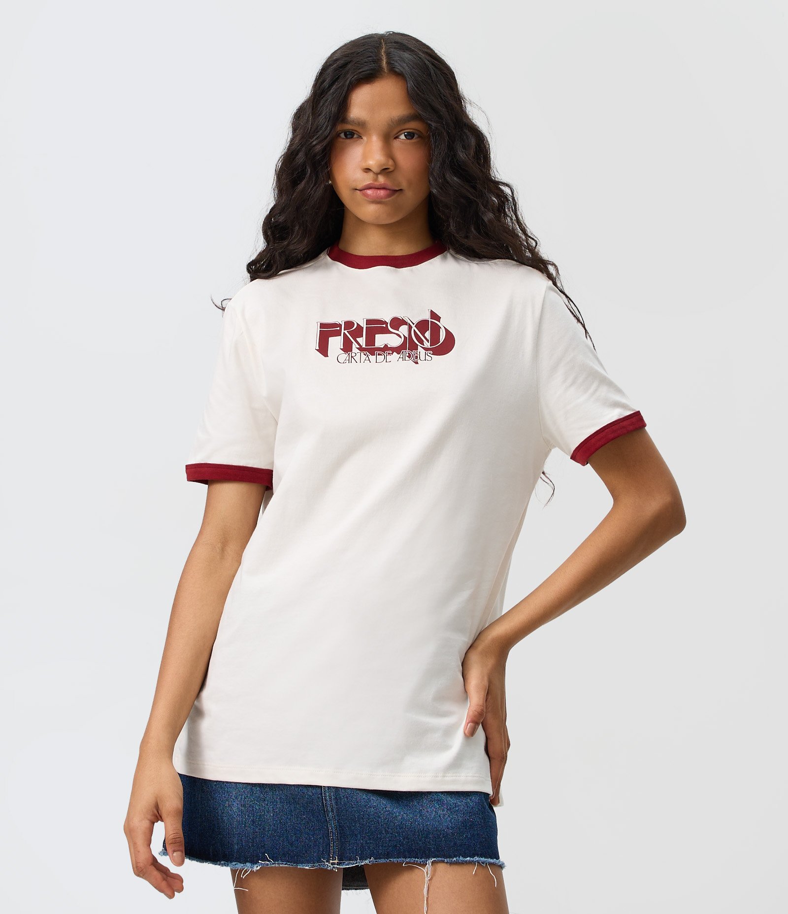 Camiseta em Algodão com Estampa Fresno Carta de Adeus Branco 1