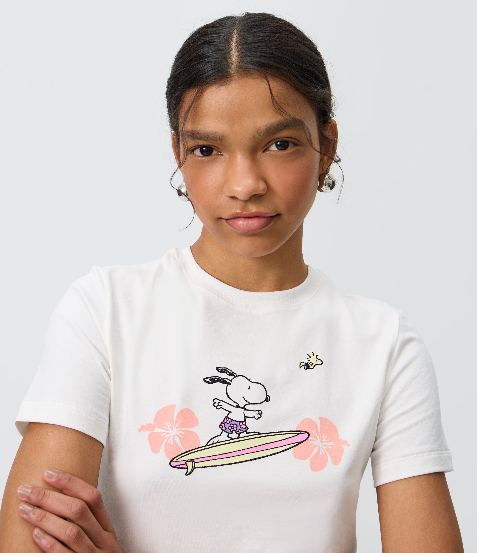 Camiseta com Estampa Snoopy Surfista com Lettering Branco 3