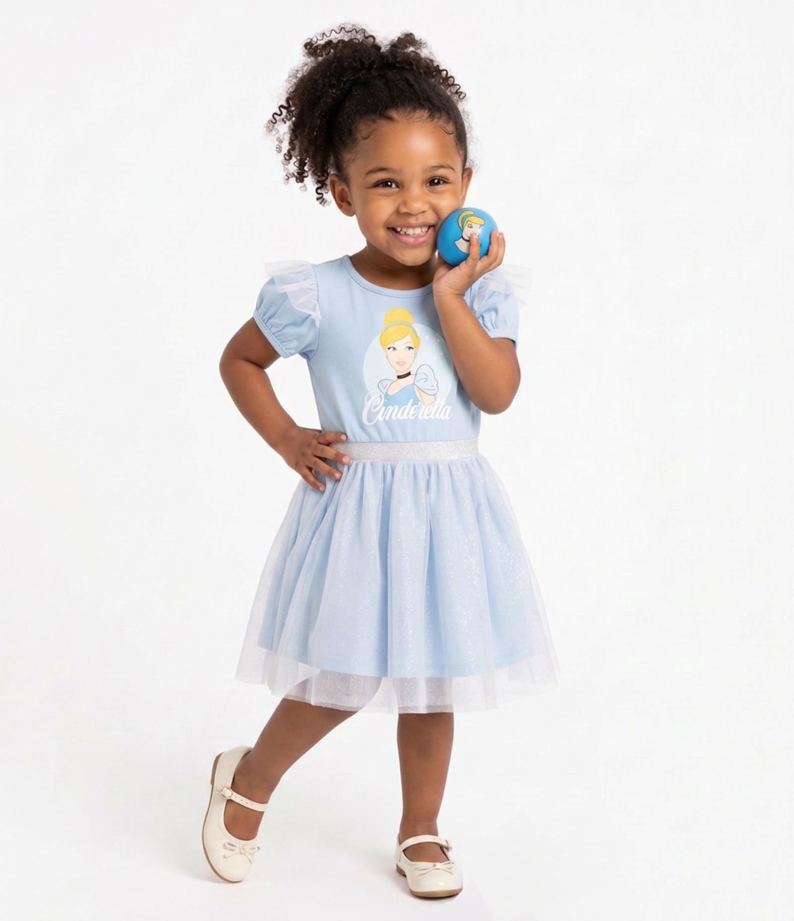 Vestido Infantil com Estampa Cinderela - Tam 1 a 6 Anos Azul 1