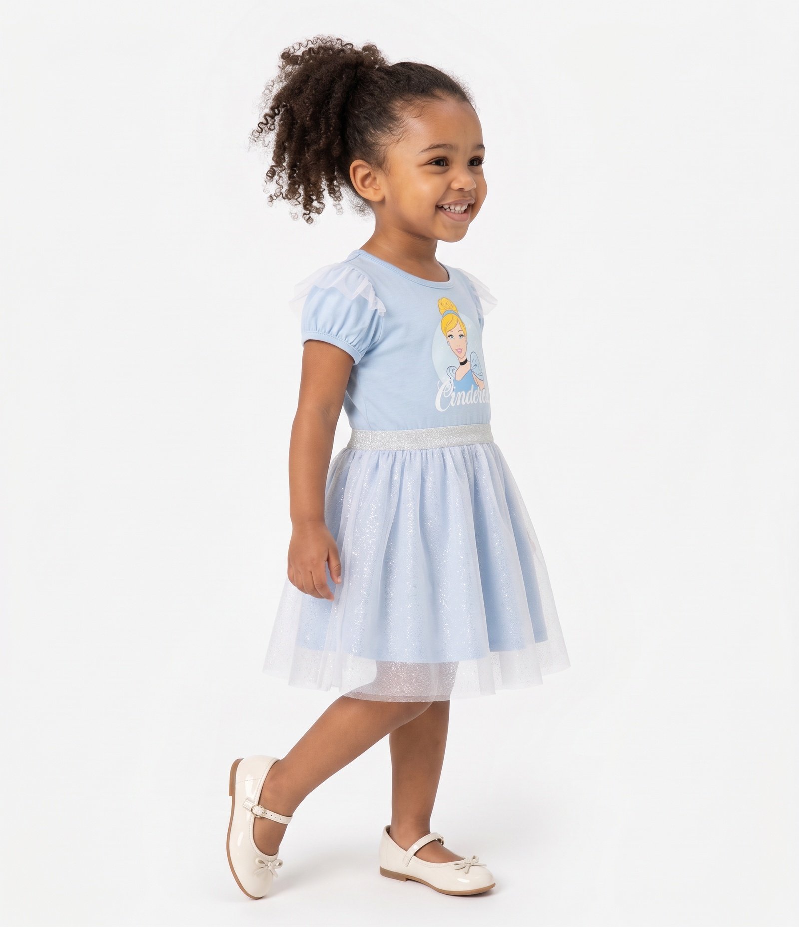 Vestido Infantil com Estampa Cinderela - Tam 1 a 6 Anos Azul 2