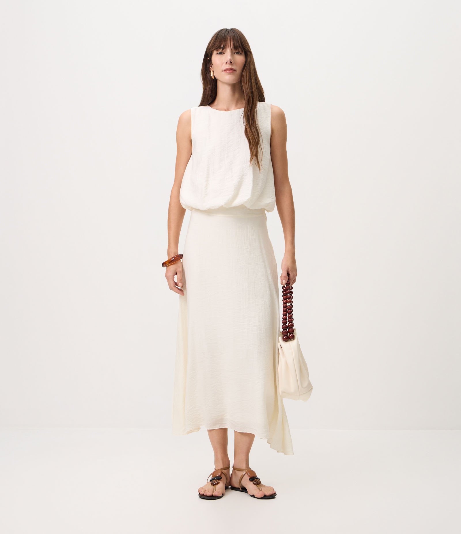 Blusa Balonê em Anarruga Texturizada Branco 2
