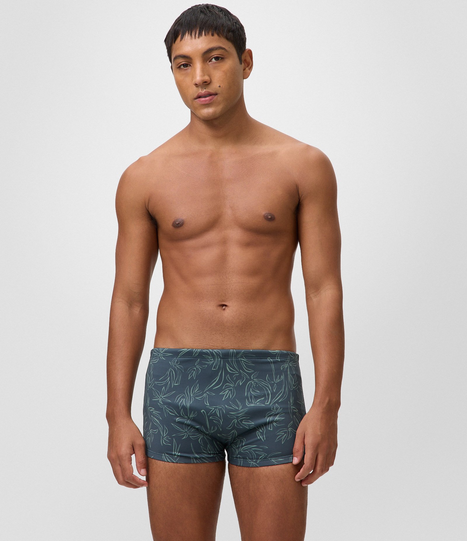 Sunga Boxer em Microfibra com Estampa Folhagens Verde 1