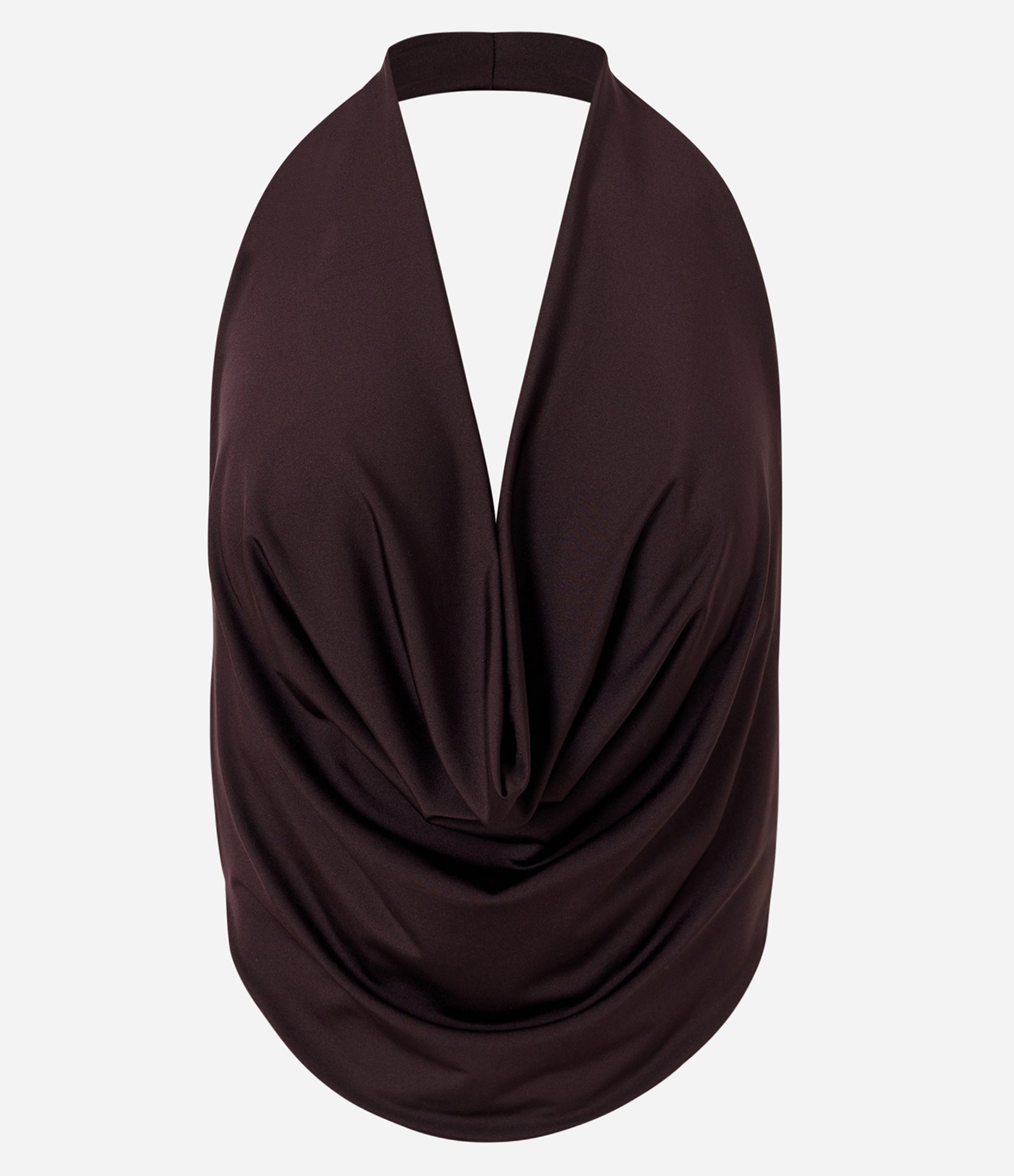 Blusa Frente Única em Malha com Decote Degagê Marrom 5