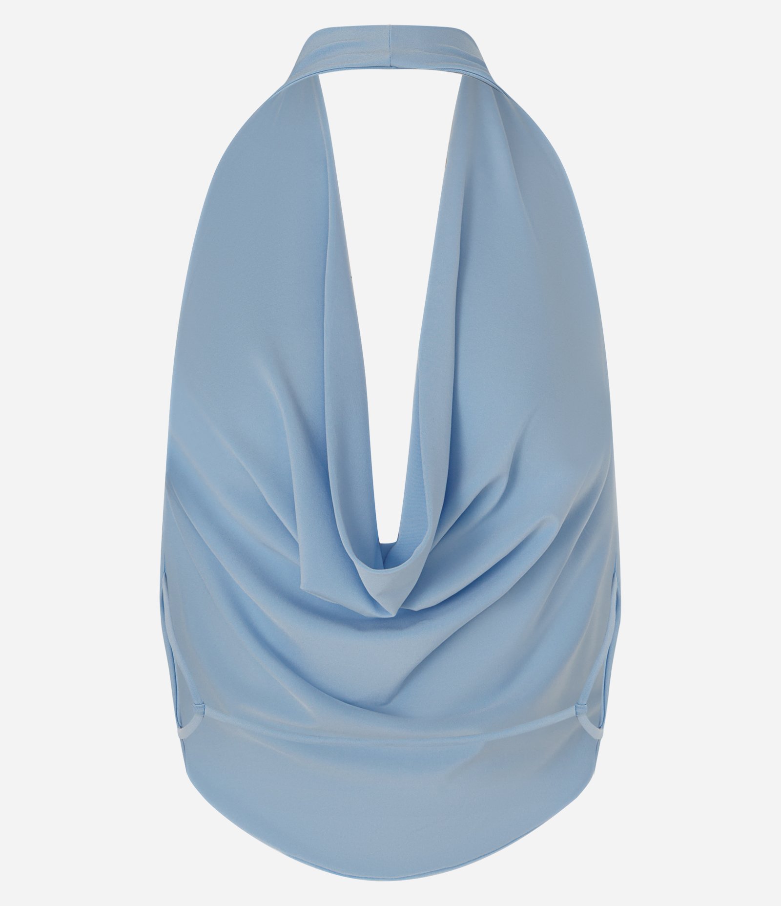 Blusa Frente Única em Malha com Decote Degagê Azul 5
