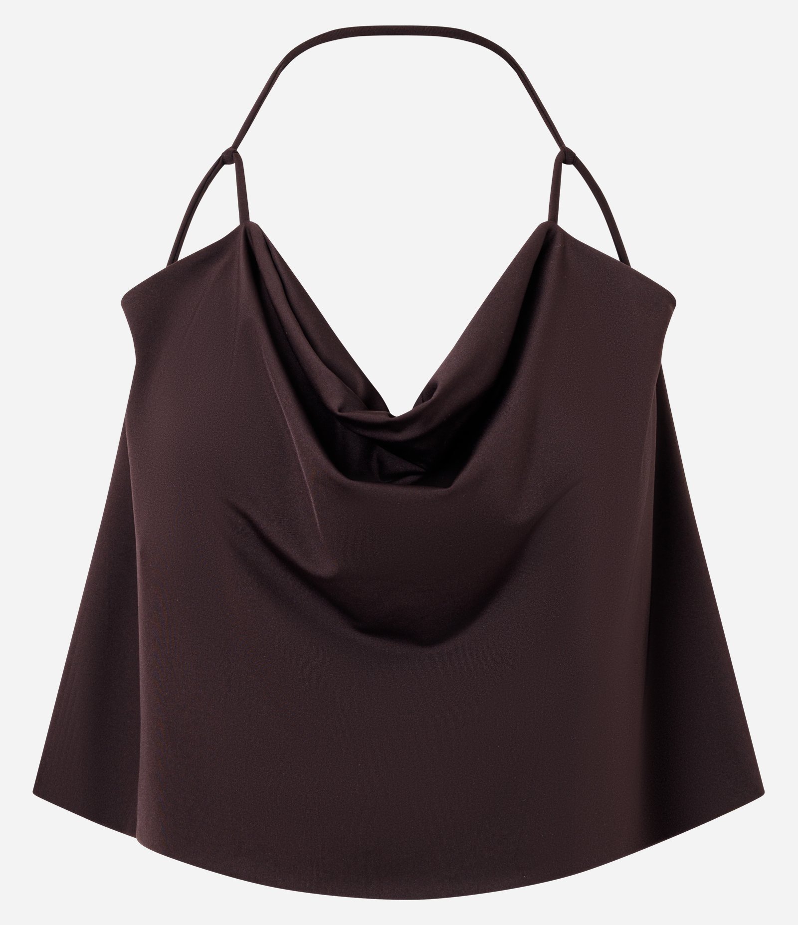 Blusa Frente Única em Malha com Decote Degagê Marrom 1