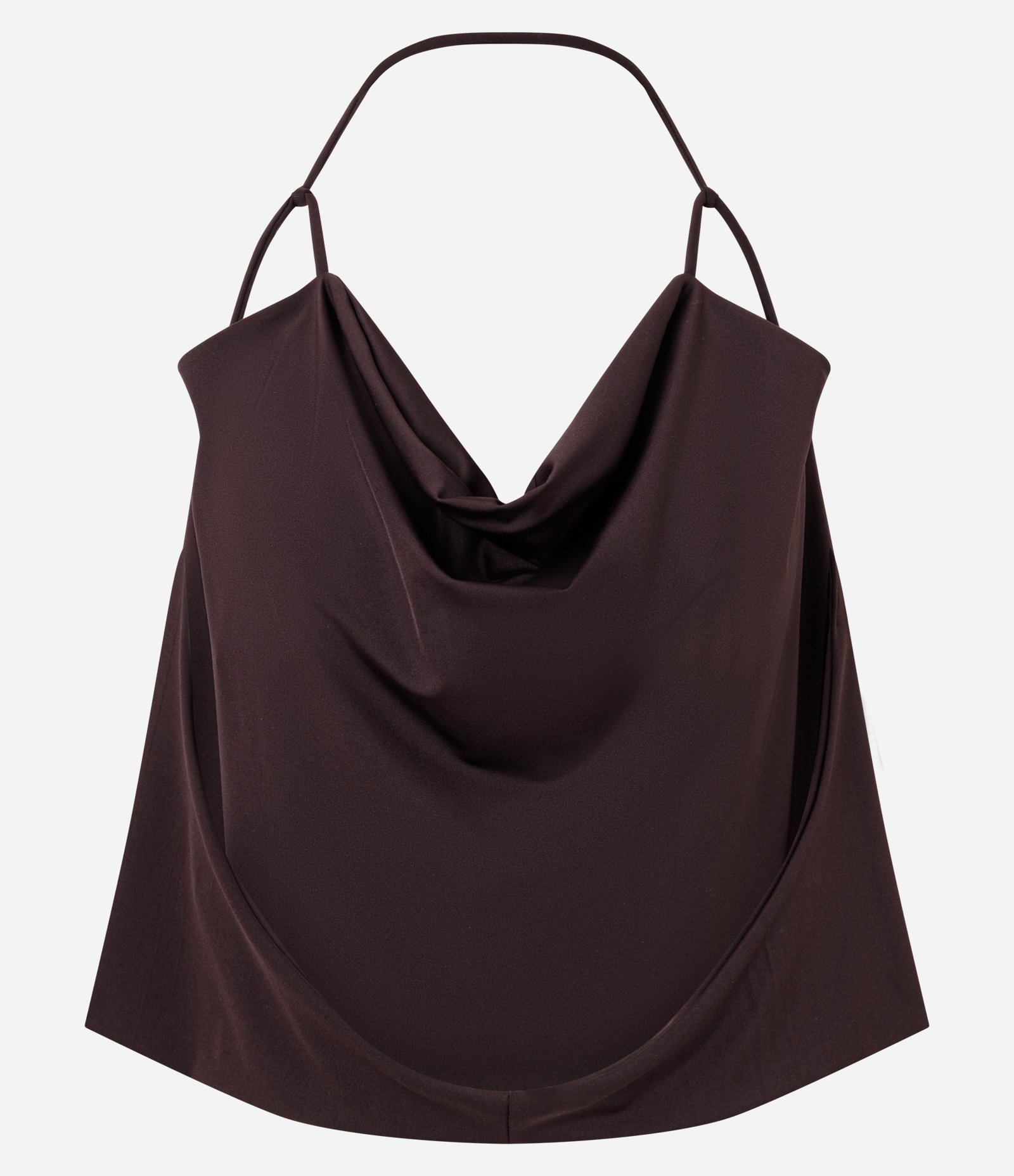 Blusa Frente Única em Malha com Decote Degagê Marrom 2