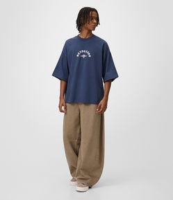 Camiseta Oversized em Algodão Estampa Bendecido