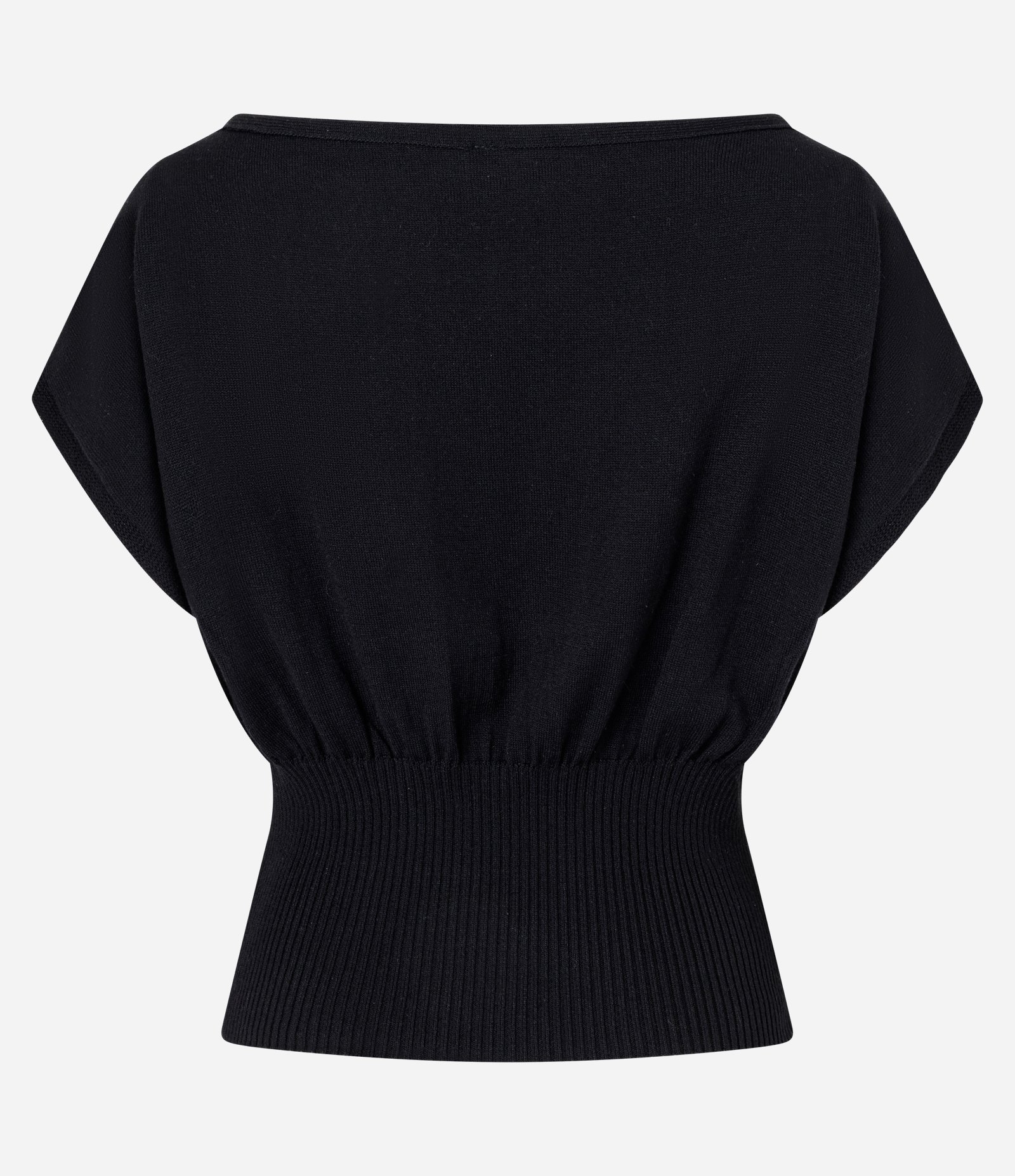 Blusa Ombro a Ombro em Tricô Texturizado com Cintura Ajustada Franzida Preto 6