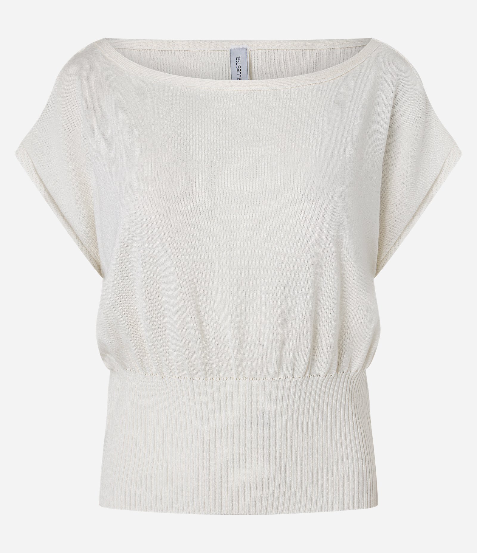 Blusa Ombro a Ombro em Tricô Texturizado com Cintura Ajustada Franzida Branco 5