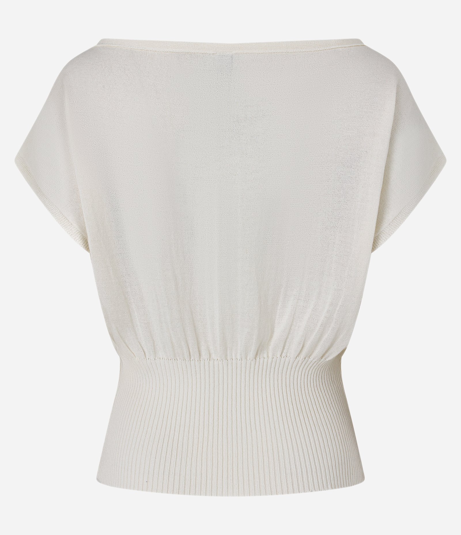 Blusa Ombro a Ombro em Tricô Texturizado com Cintura Ajustada Franzida Branco 6