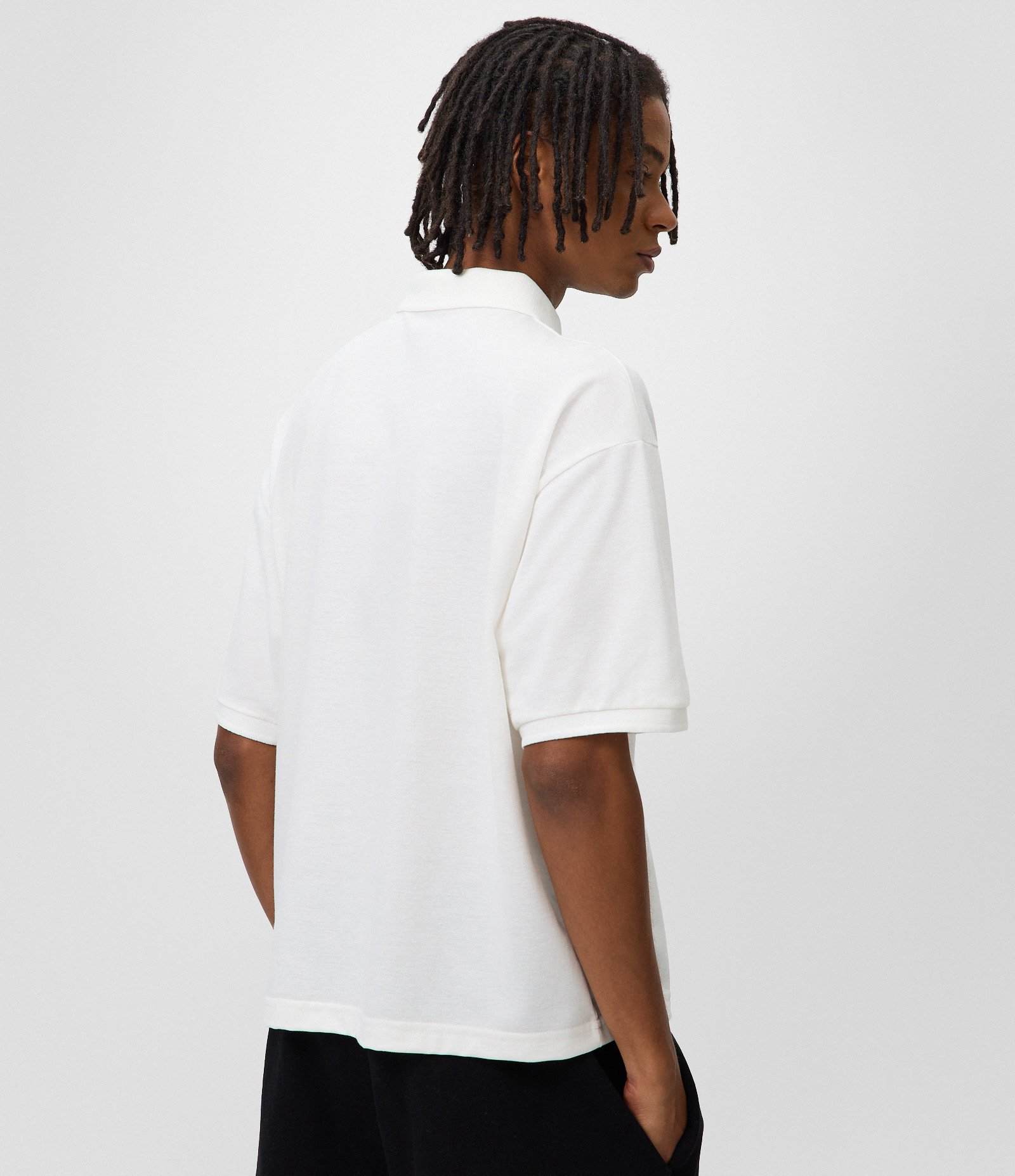 Camiseta Boxy em Piquet com Lettering Heritage com Zíper e Gola Polo Branco 3