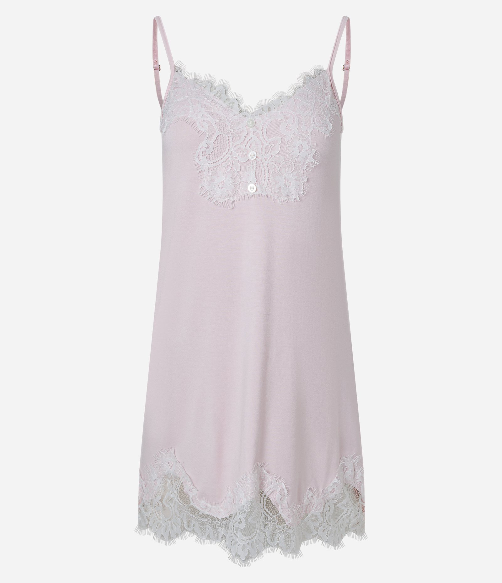 Camisola de Alcinha em Viscolycra com Renda Trabalhada Rosa 1