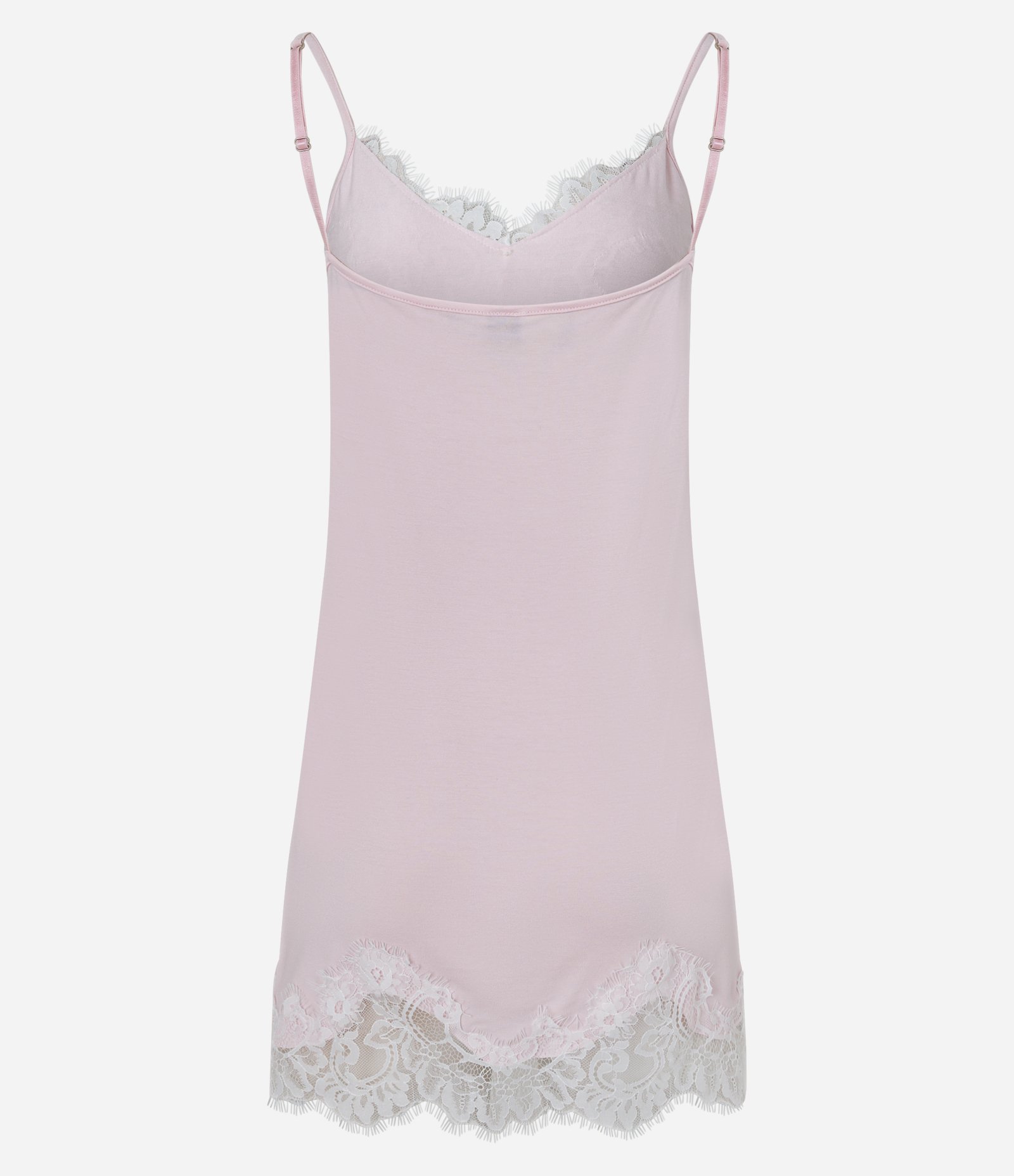 Camisola de Alcinha em Viscolycra com Renda Trabalhada Rosa 2
