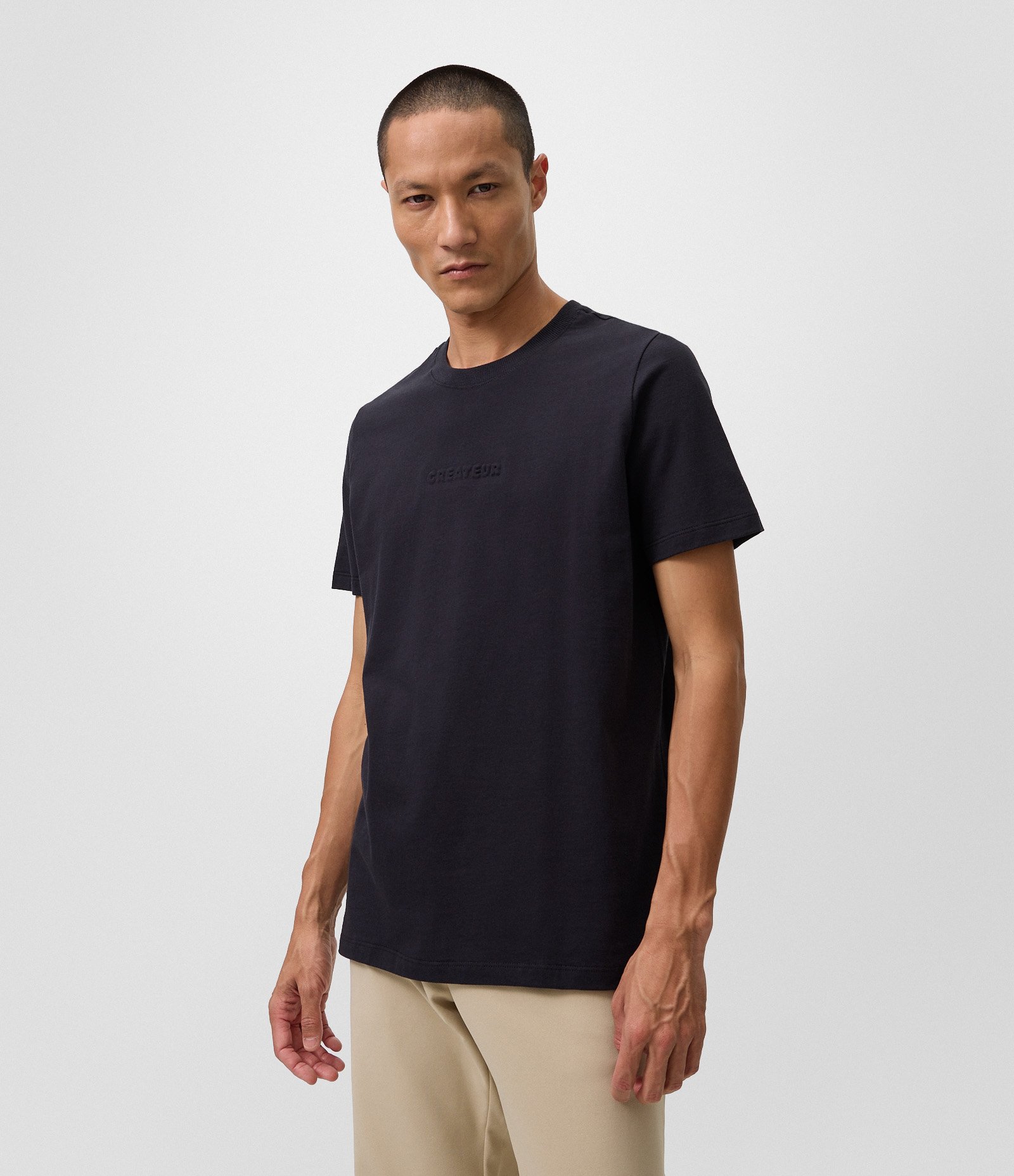 Camiseta Regular em Algodão com Lettering Createur Preto 1