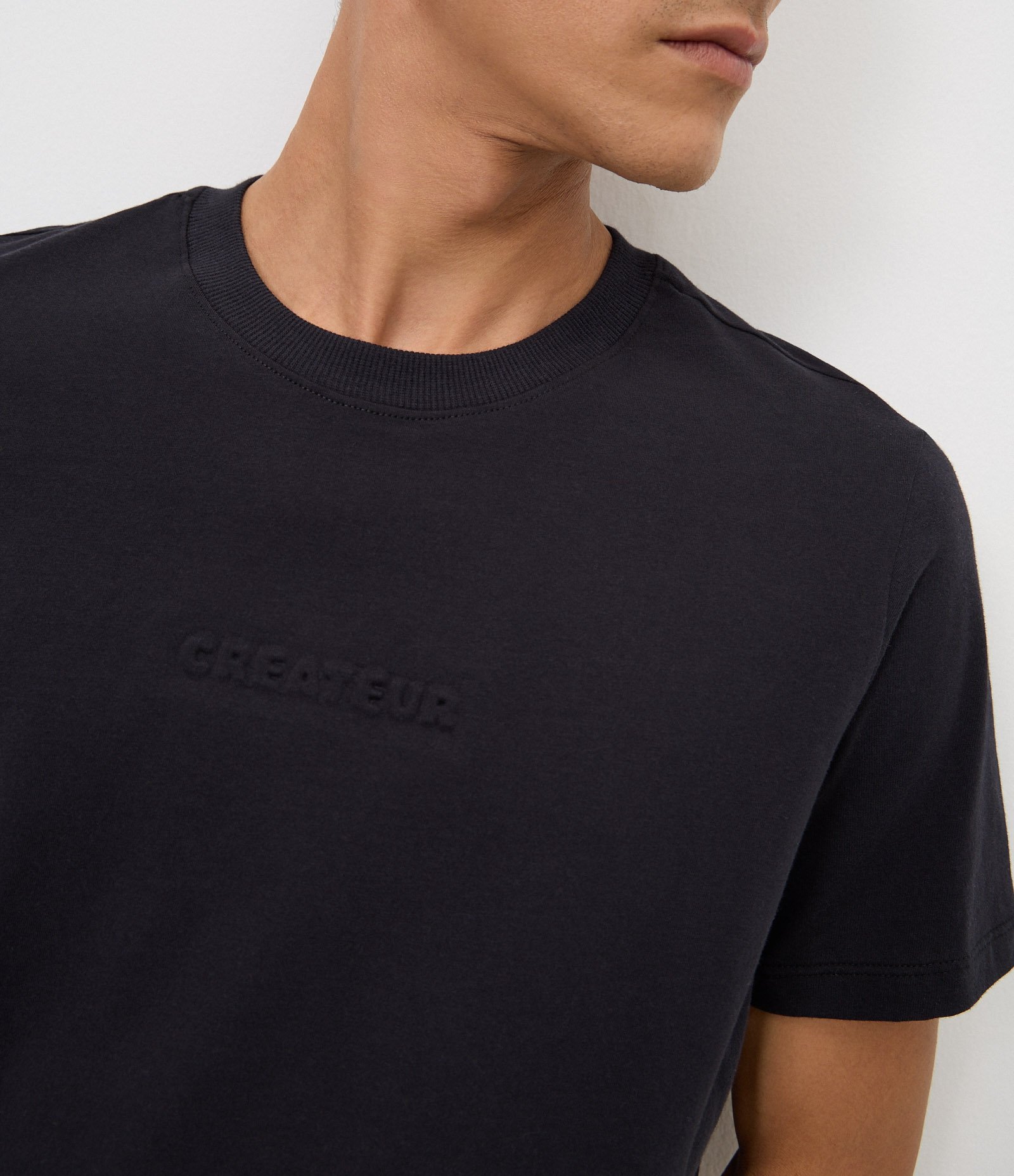 Camiseta Regular em Algodão com Lettering Createur Preto 4