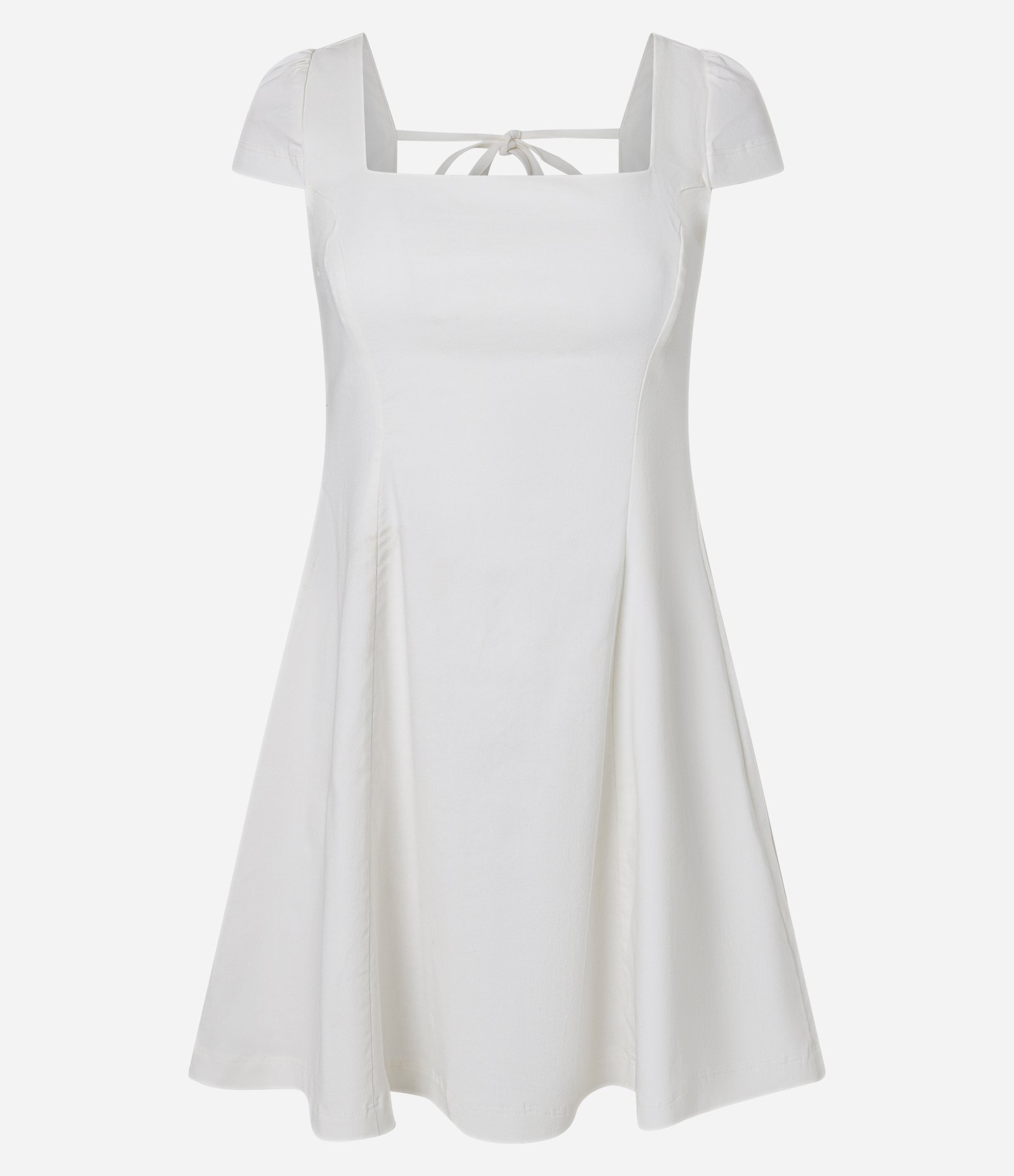 Vestido Curto com Decote Reto e Costas com Amarração Branco 1
