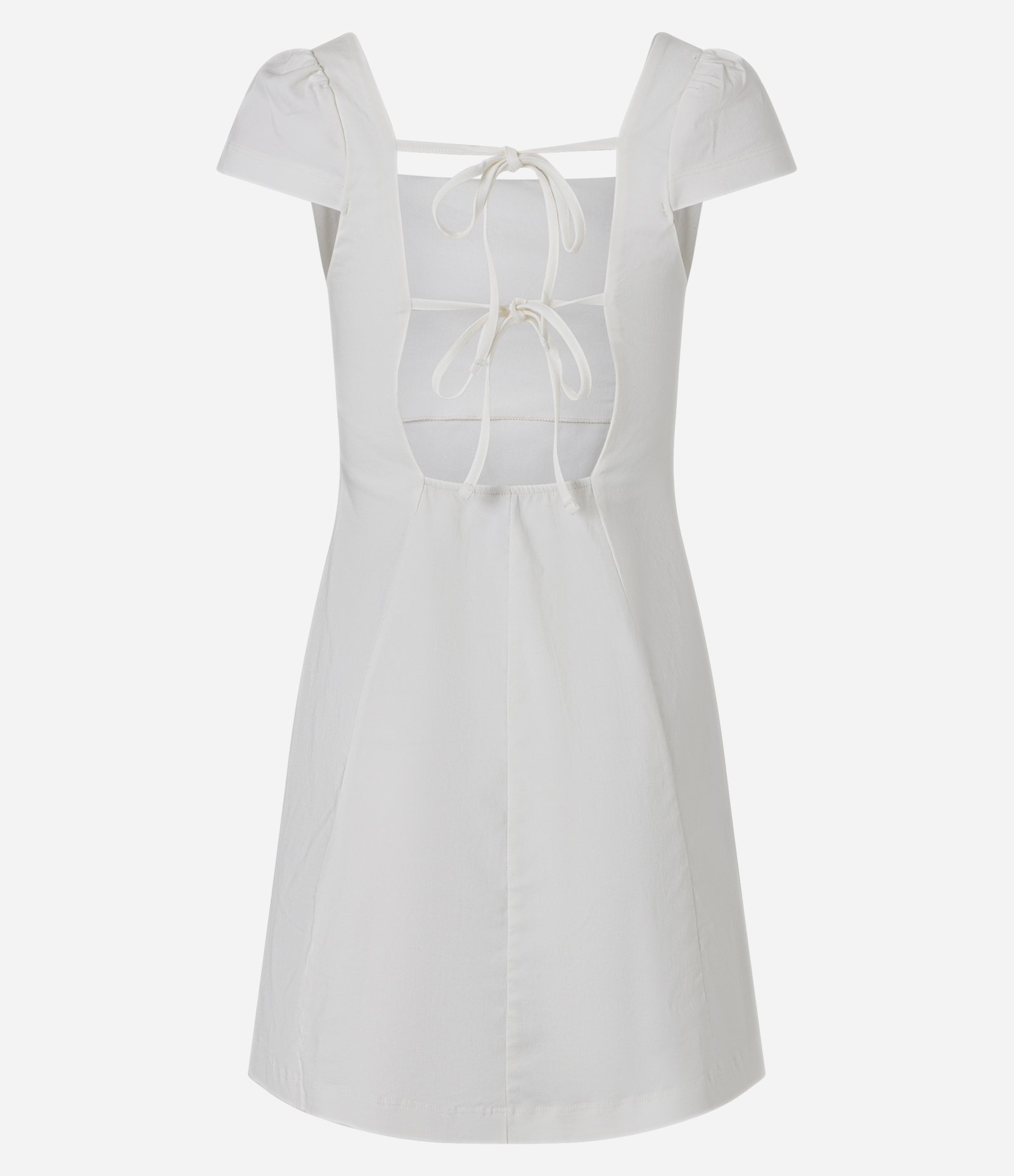 Vestido Curto com Decote Reto e Costas com Amarração Branco 2