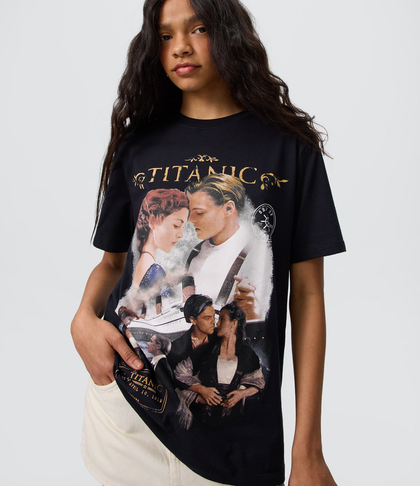Camiseta com Estampa Titanic Jack e Rose em Algodão Preto 1