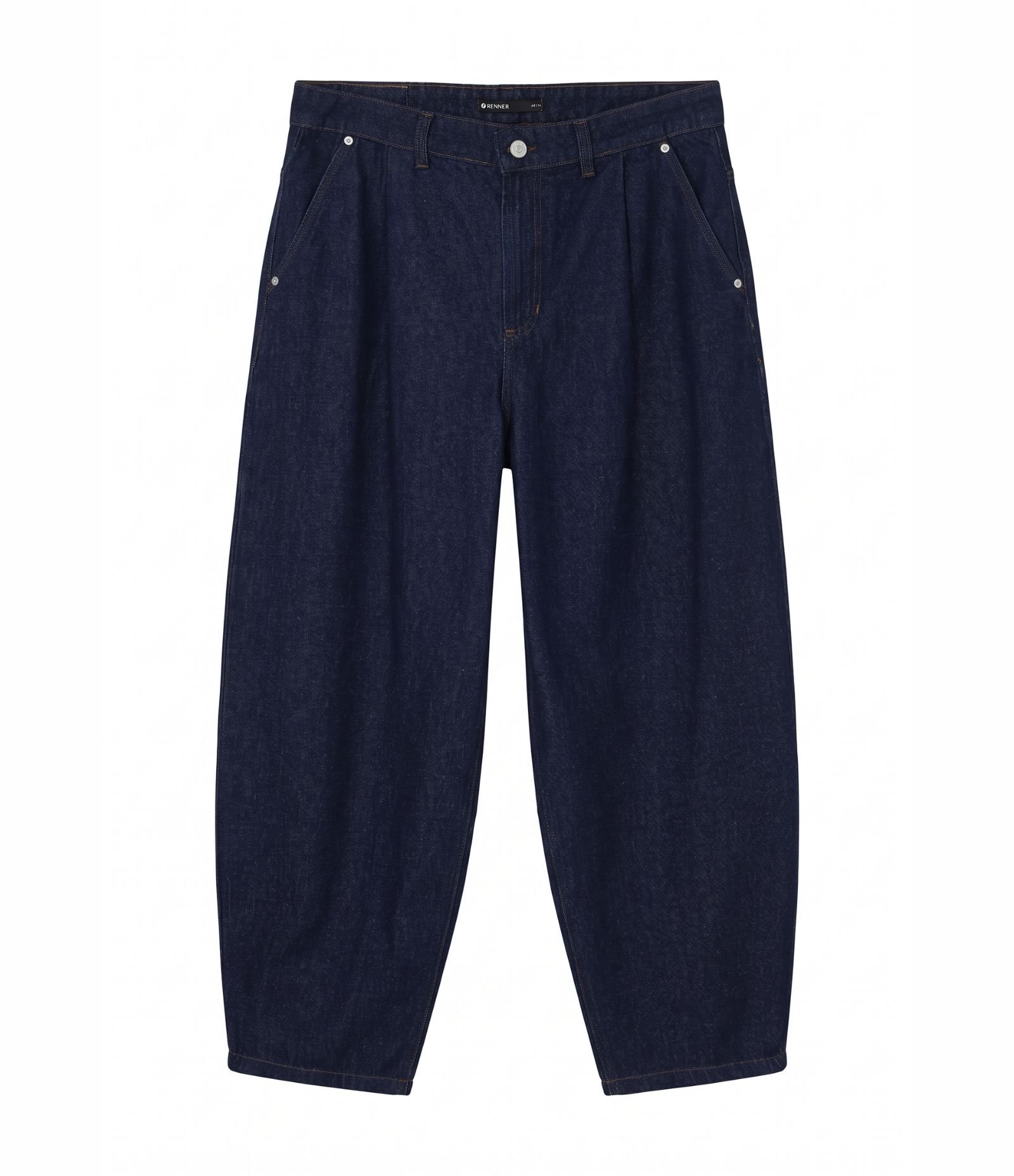 Calça Baggy Balloon Jeans com Pregas Azul 1