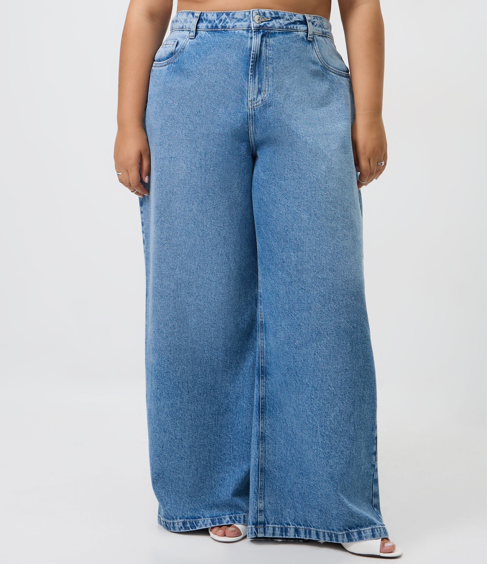 Calça Jeans Wide Leg Curve & Plus Size Azul 2
