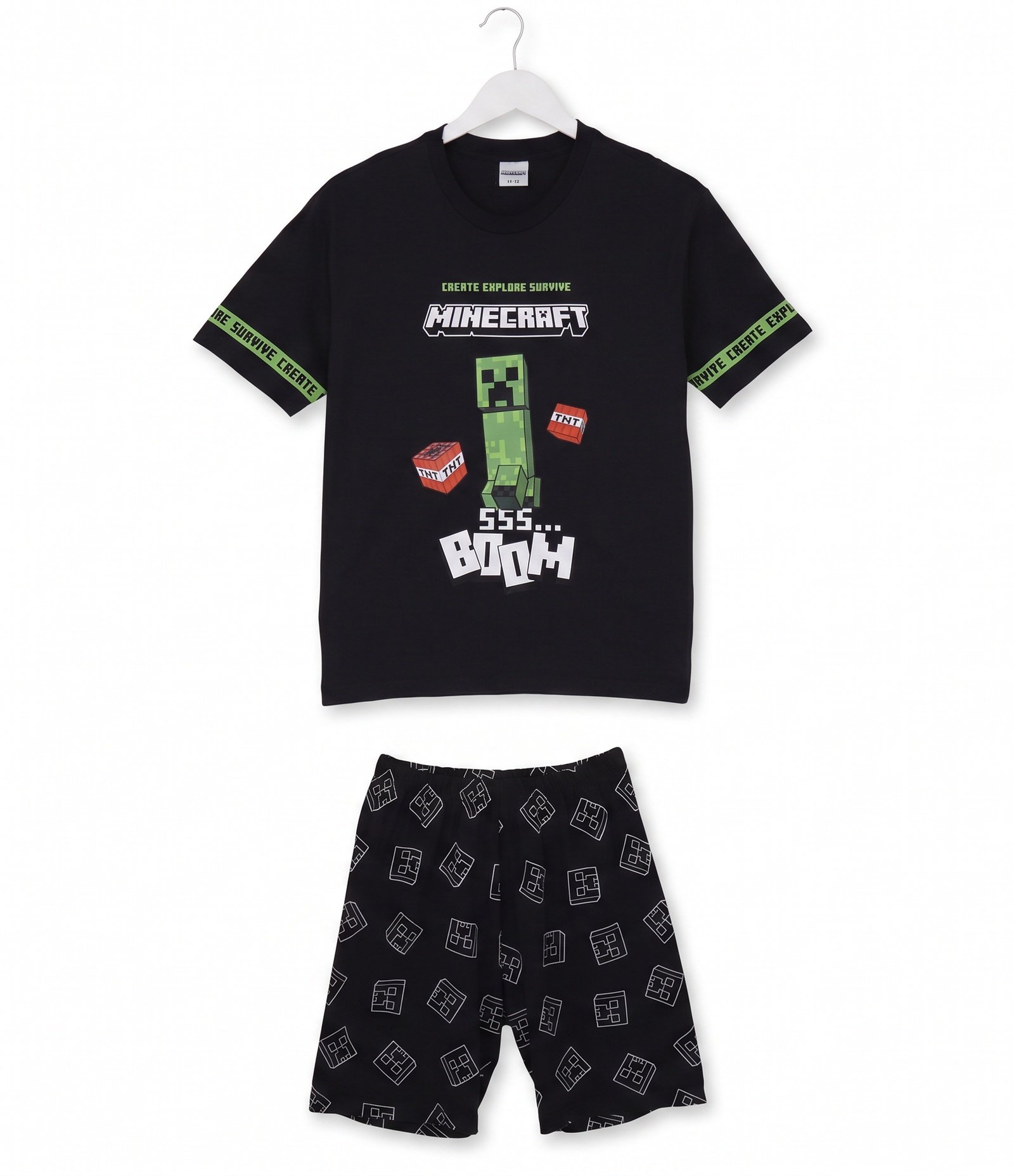 Pijama Infantil Estampa Minecraft - Tam 5 a 14 anos Preto 1