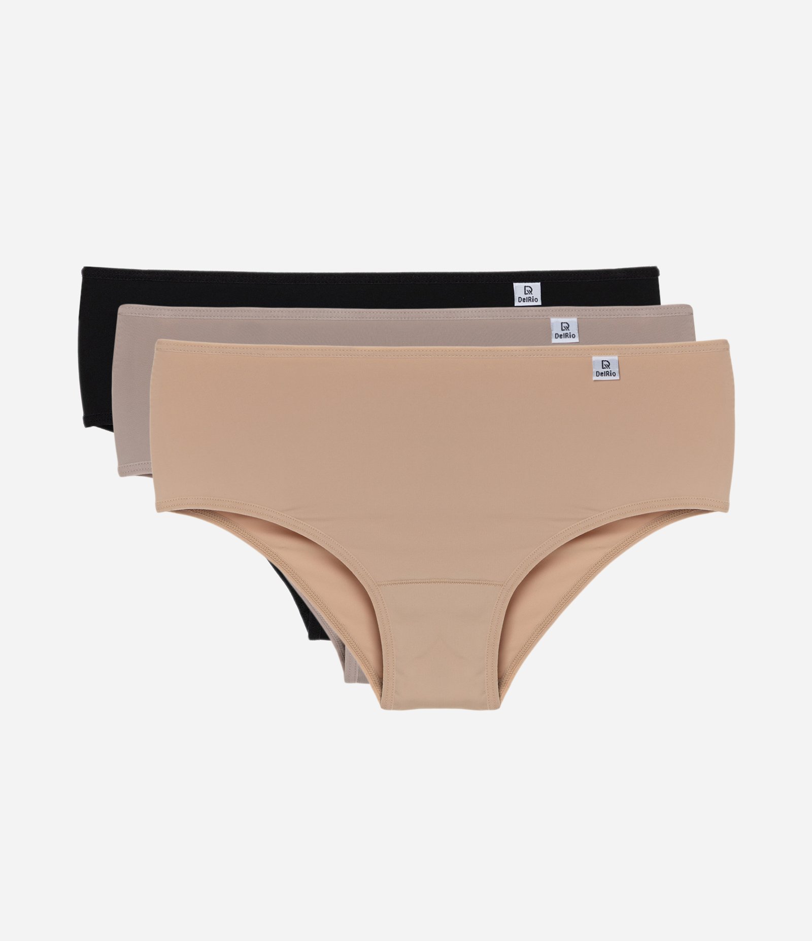 Kit 03 Calcinhas Regulares em Microfibra Preto/Bege/Nude 1