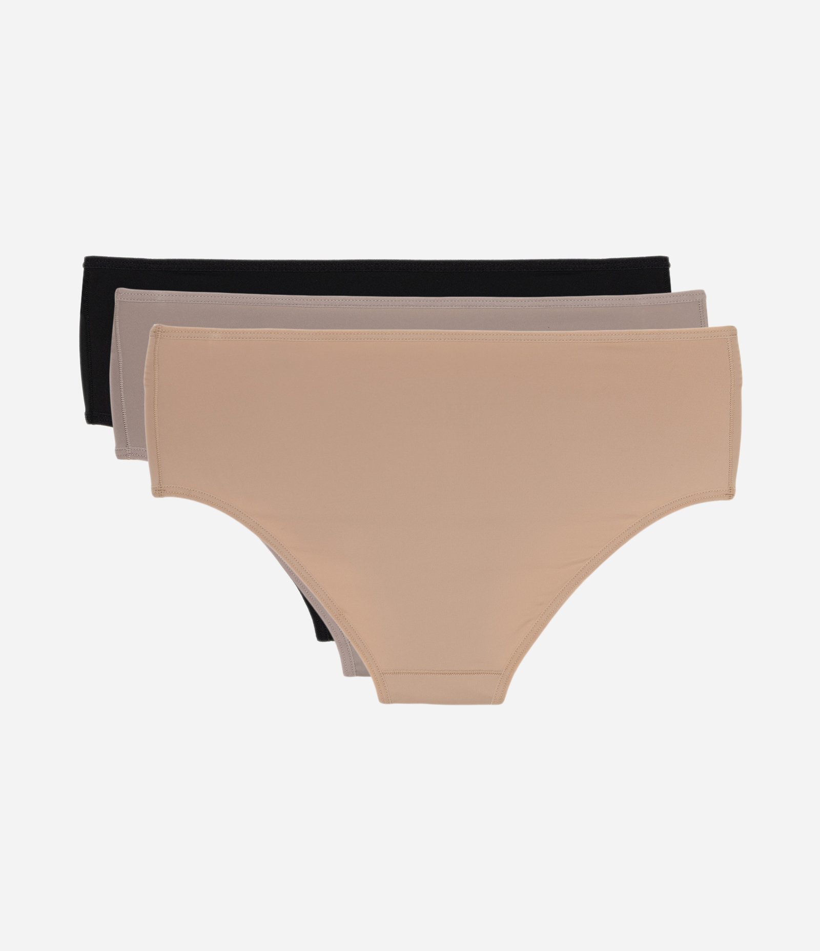 Kit 03 Calcinhas Regulares em Microfibra Preto/Bege/Nude 2