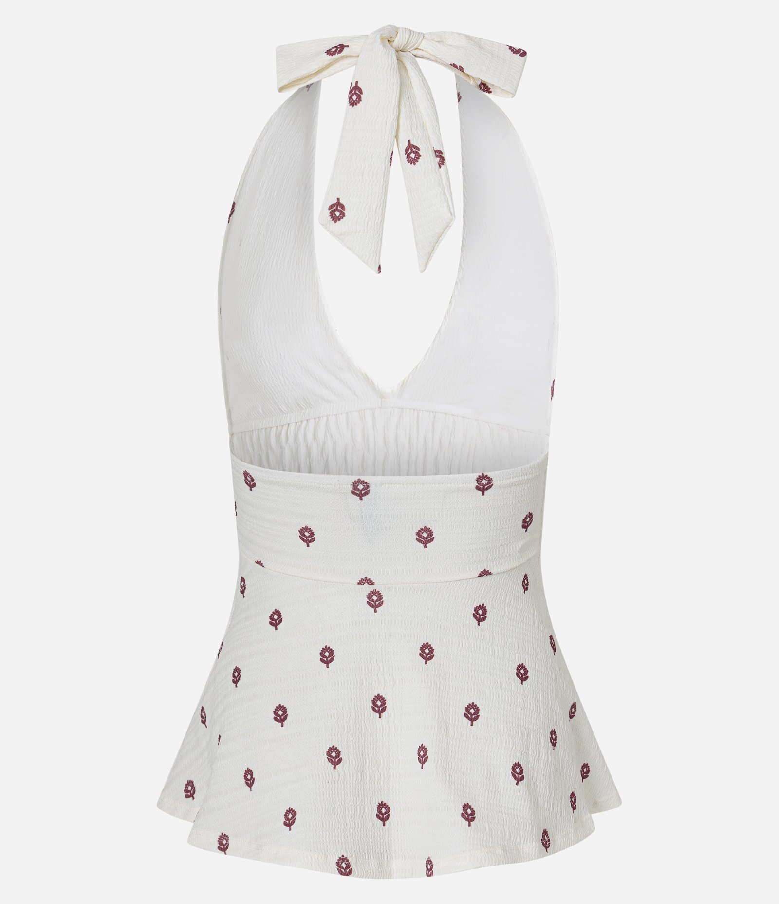 Blusa Frente Única com Estampa Floral e Franzido Branco 2