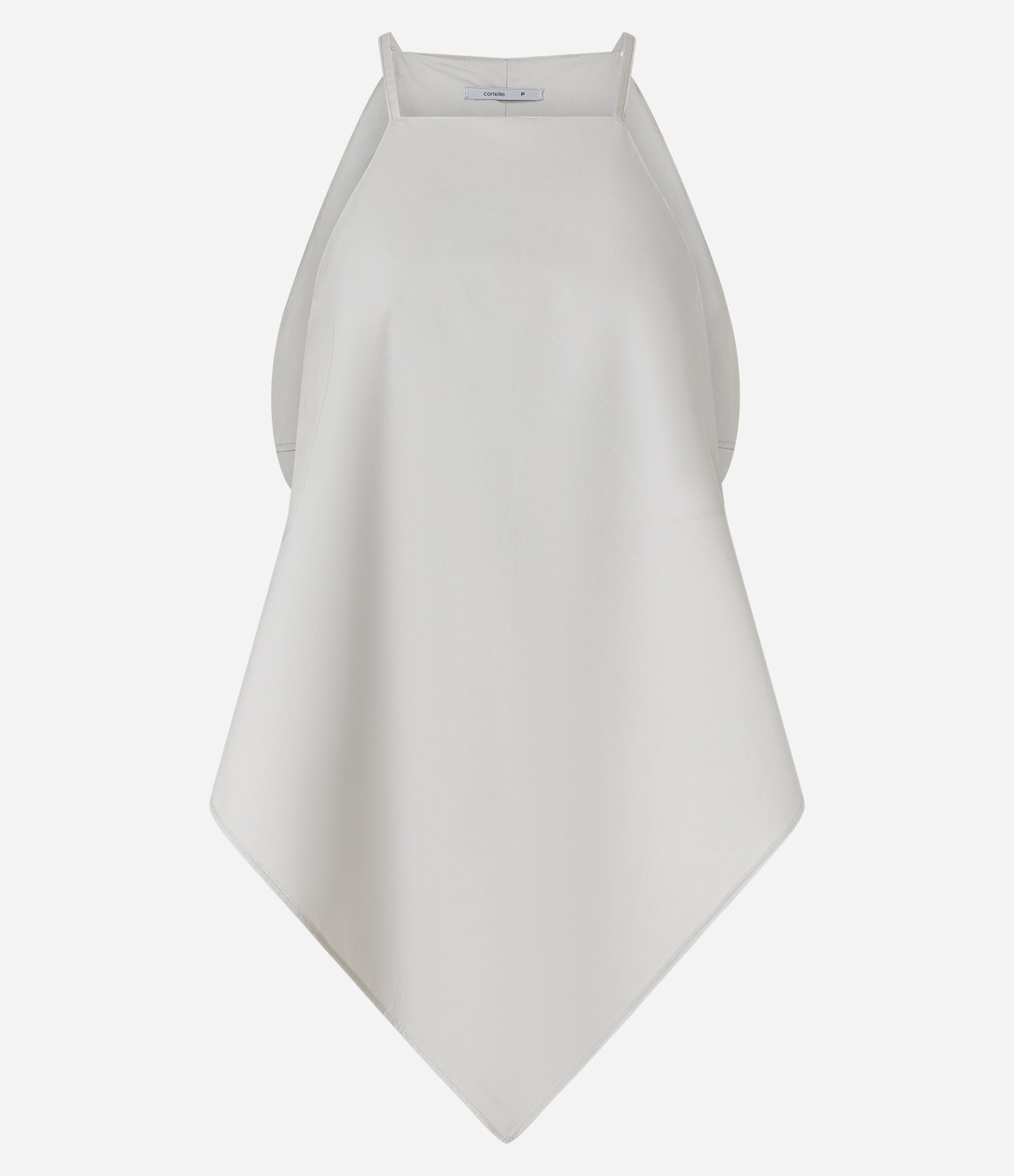 Blusa em Tricoline com Gola Halter e Barra em Ponta Branco 1
