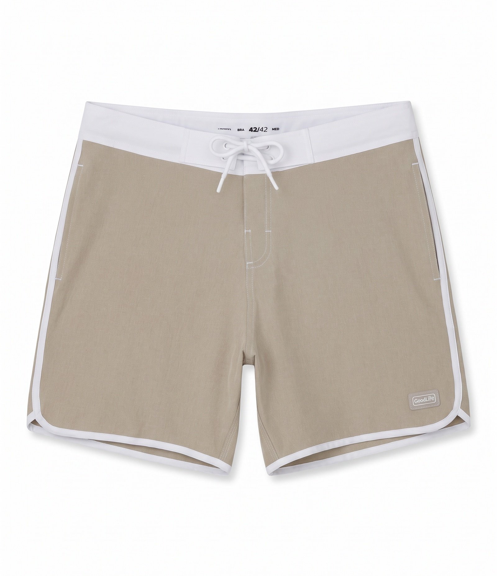 Bermuda de Banho com Linha na Barra e Lateral Bege 1