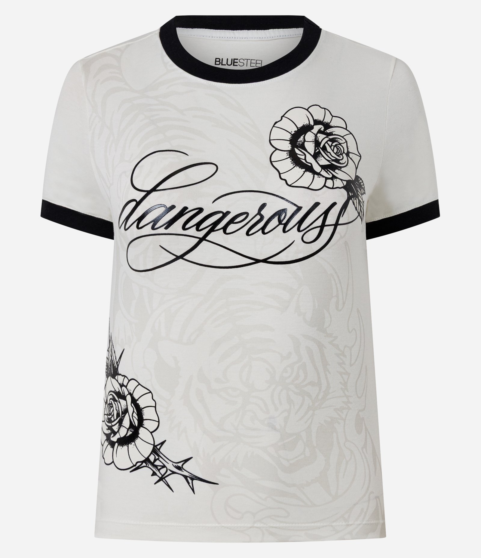 Camiseta em Algodão com Paetês e Lettering Dangerous Branco 5