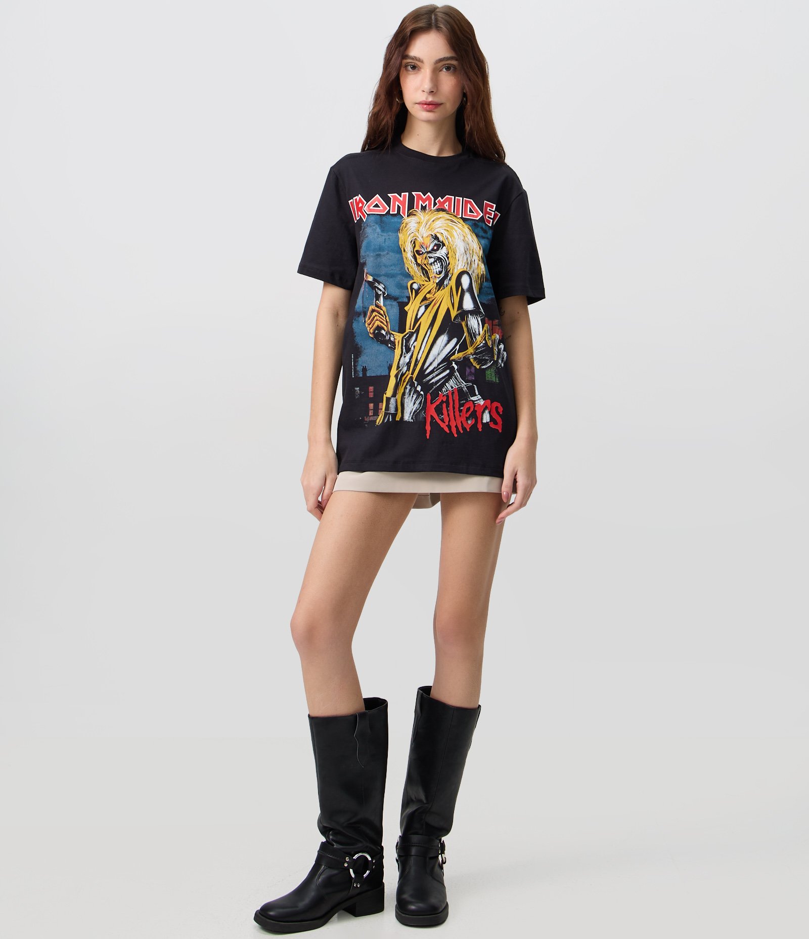 Camiseta em Algodão com Estampa Iron Maiden Killers Preto 2